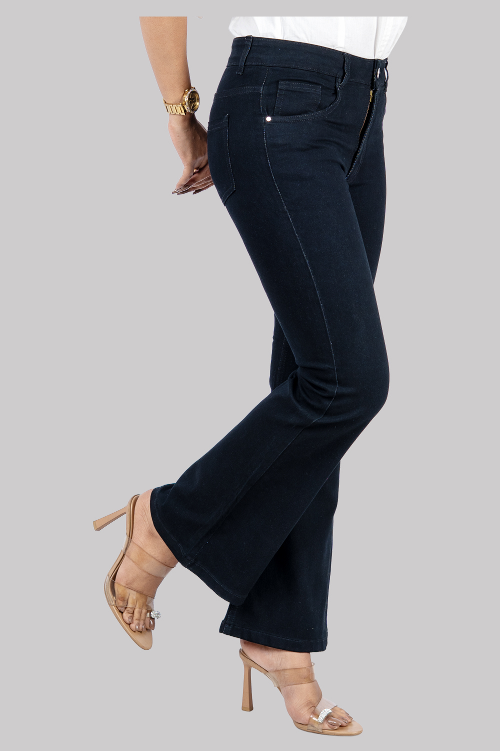 Black Flared High-Waist Jeans
