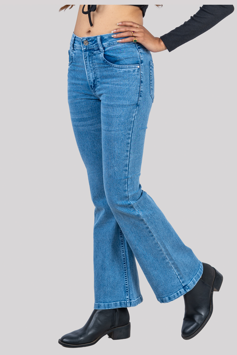 High-Waisted Blue Denim Jeans