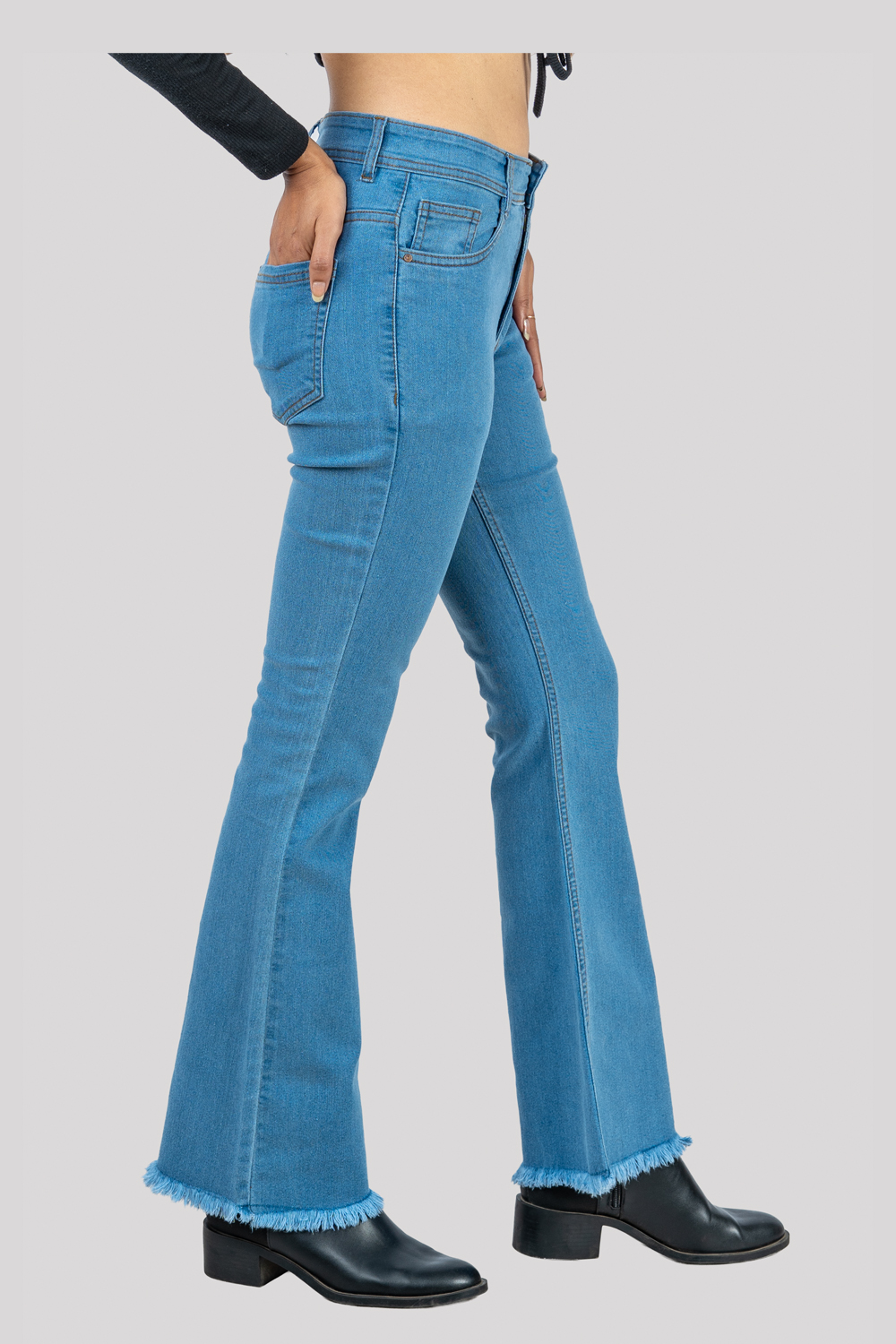 High Waist Flared Blue Jeans