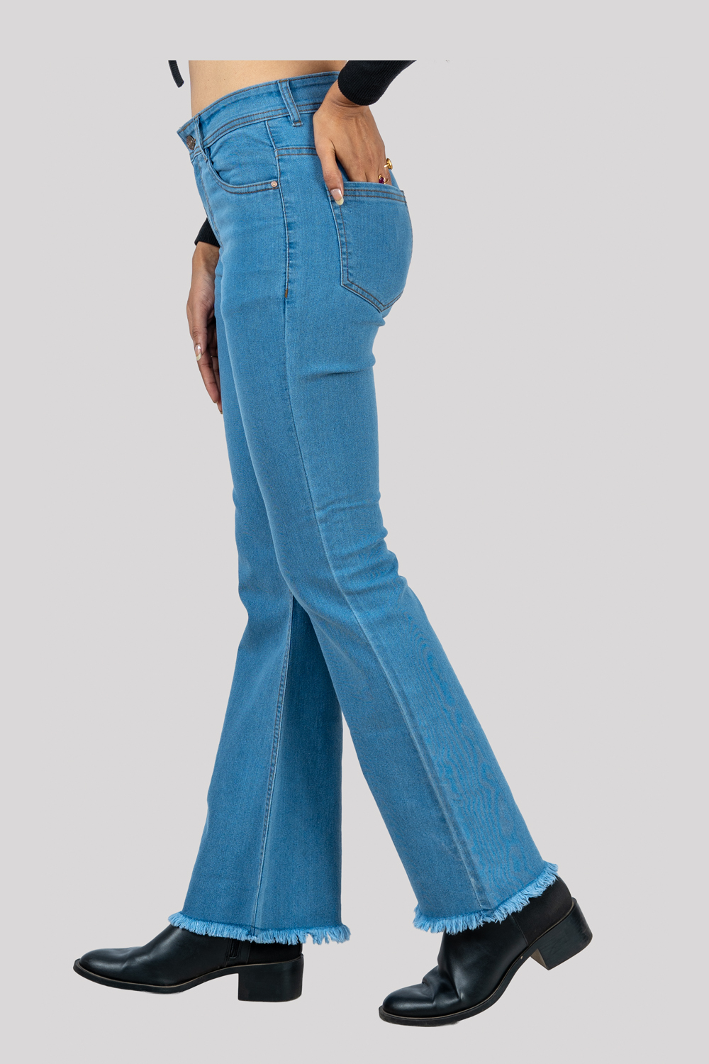 High Waist Flared Blue Jeans