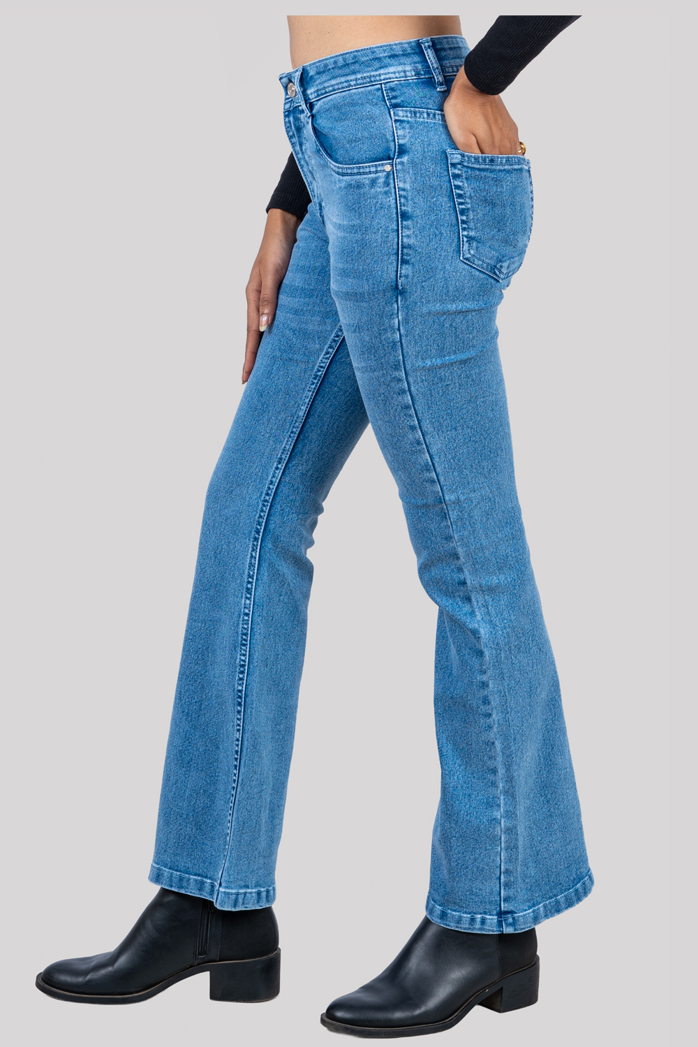 High-Waisted Blue Denim Jeans
