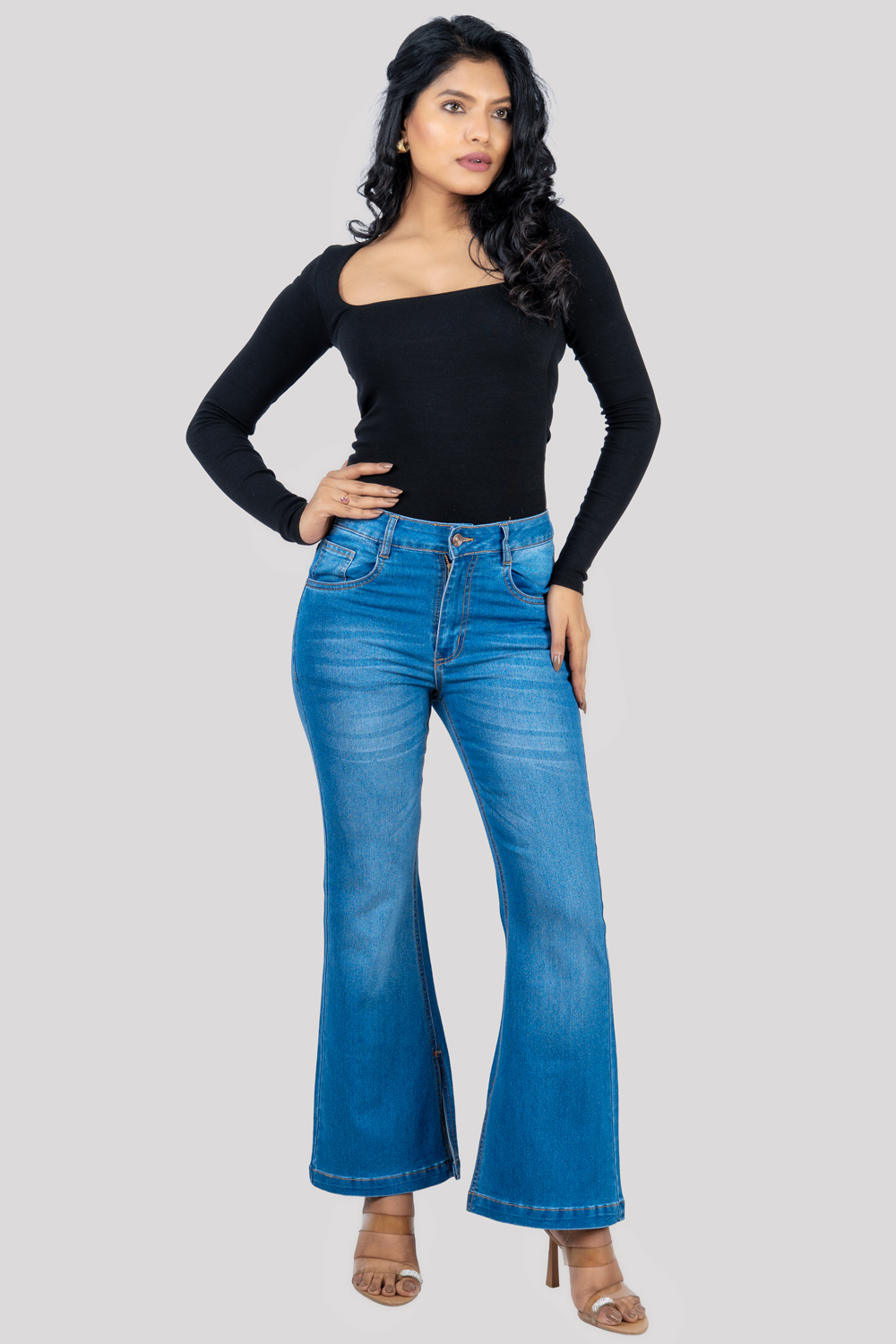 Women's Flared Blue Jeans