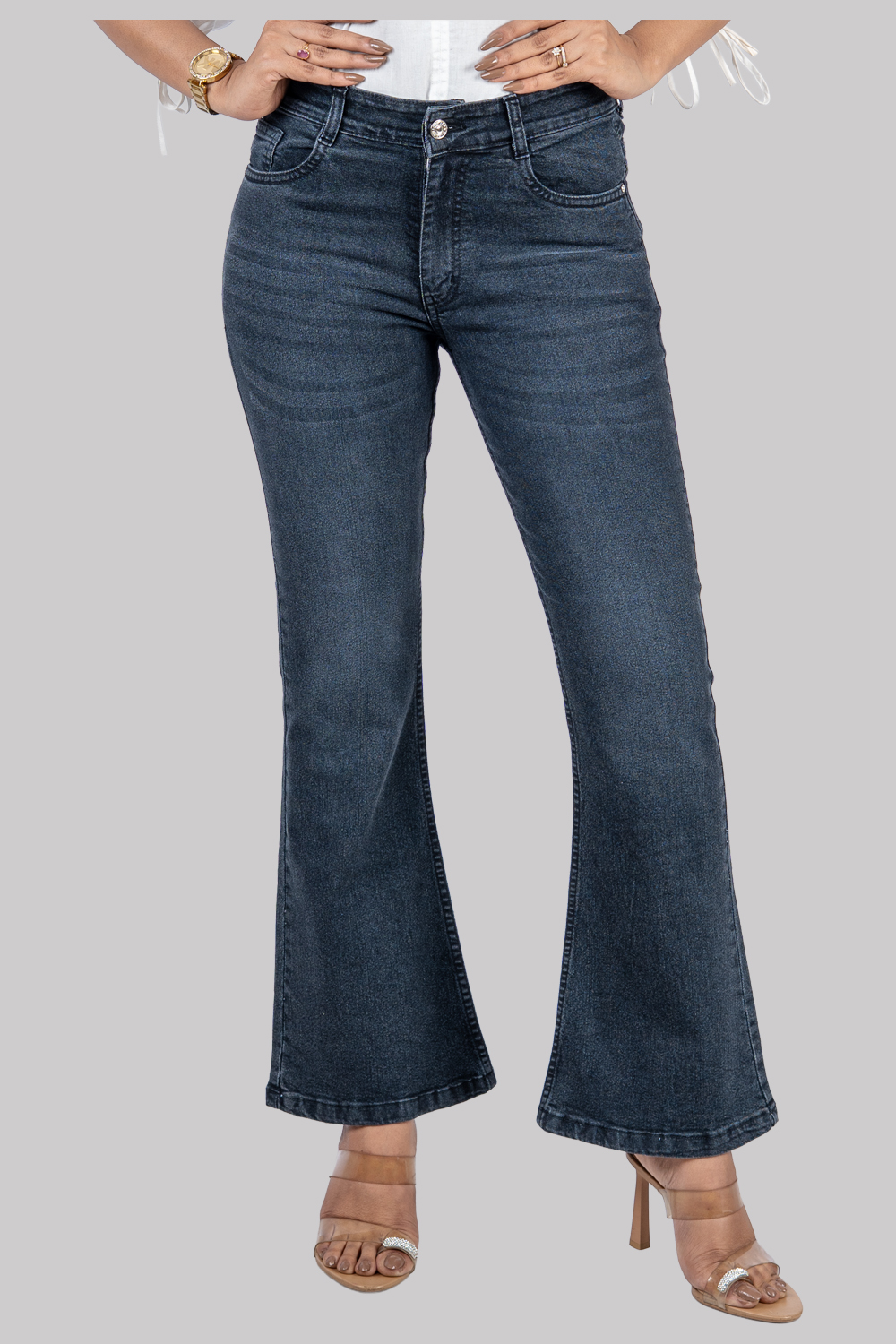 Bootcut High-Waist Denim Jeans – Classic Black