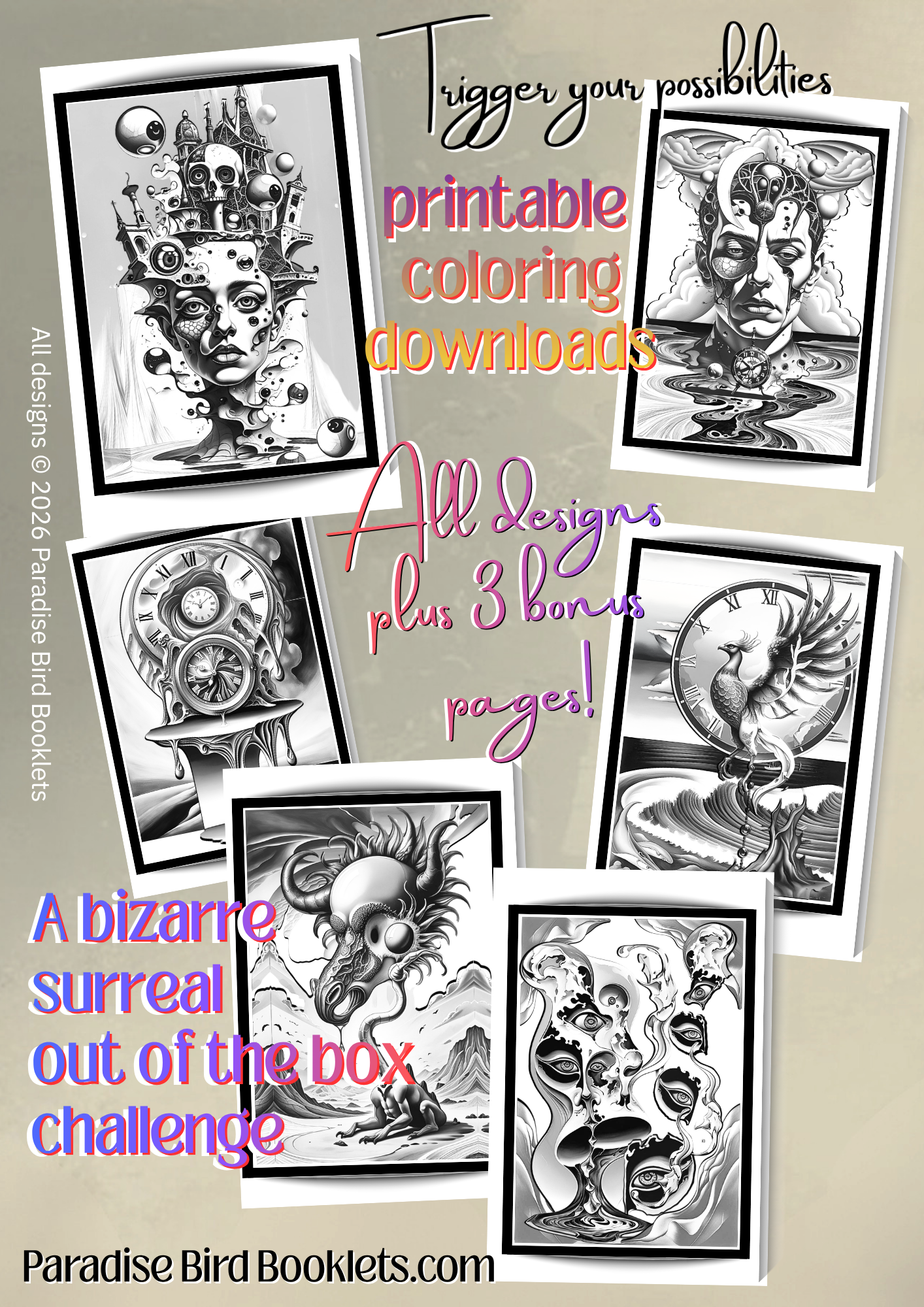 Surrealism adult coloring pages 