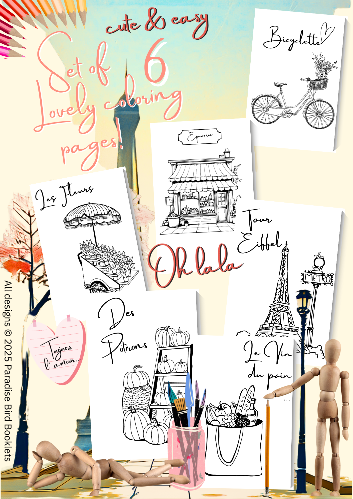 Paris adult coloring pages 