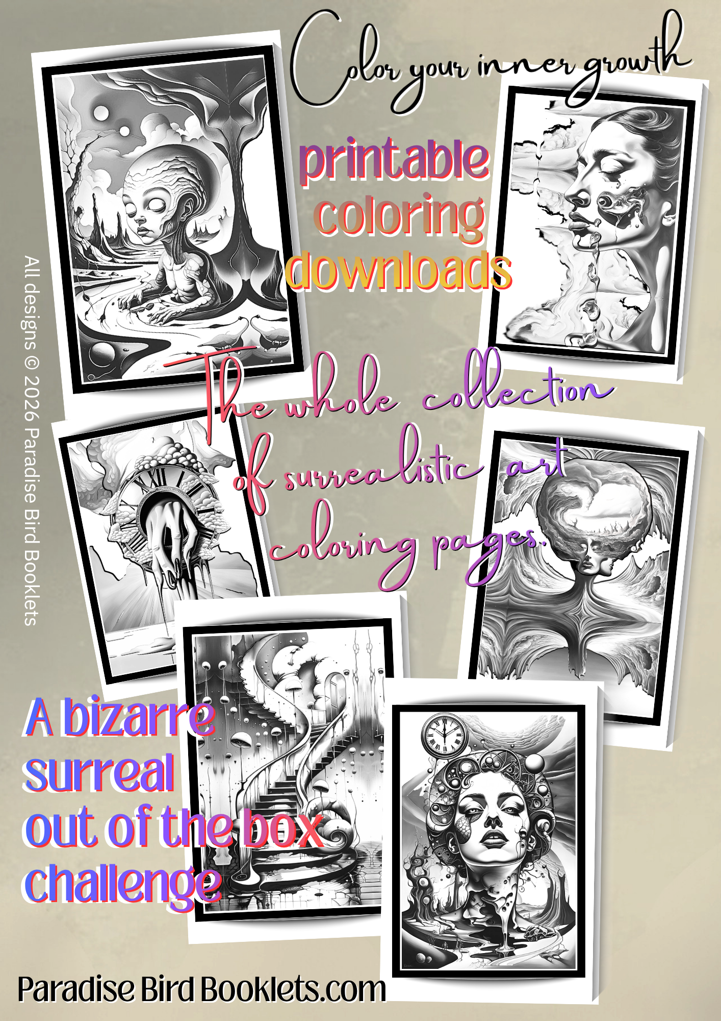 Surrealism adult coloring pages 