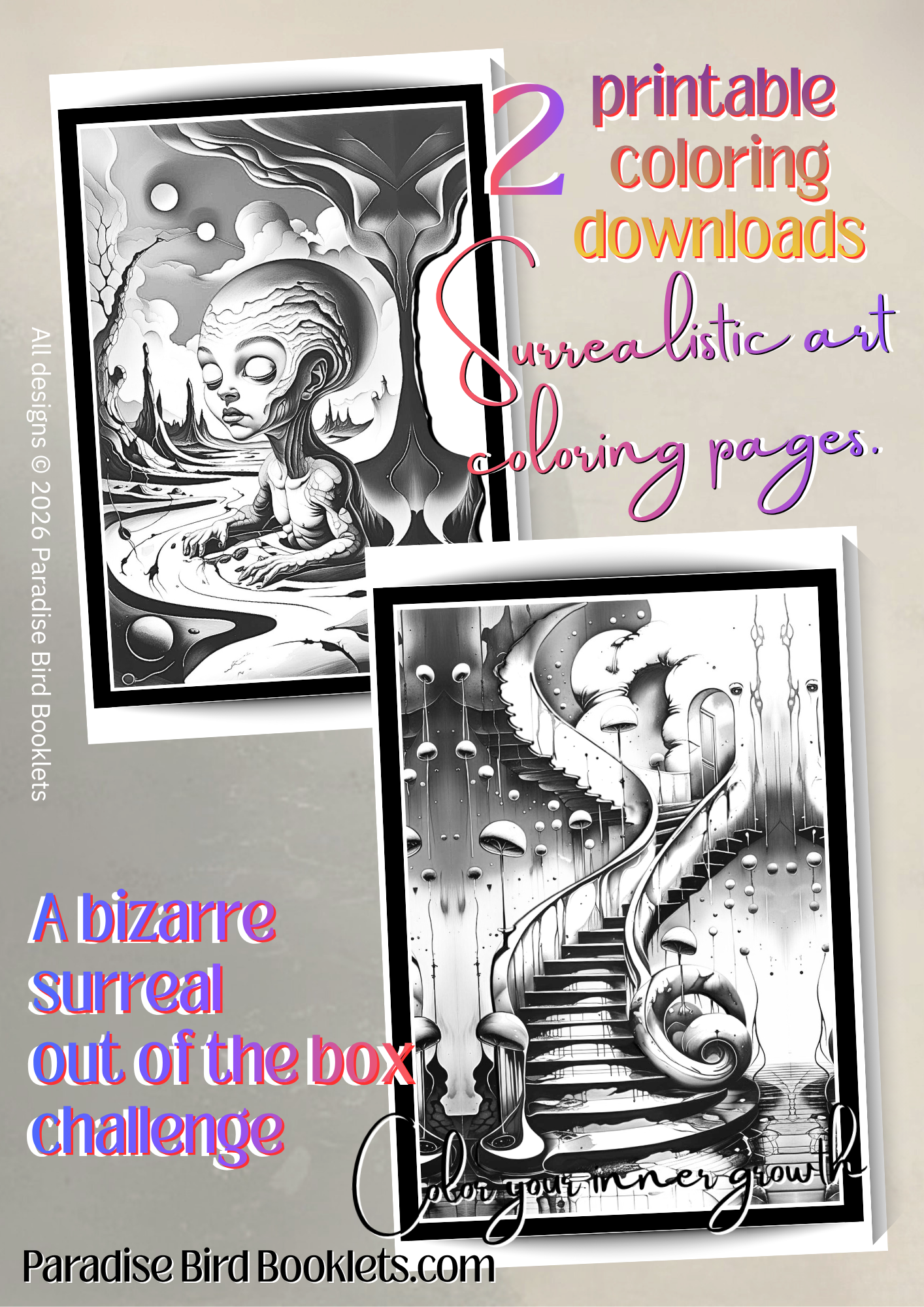 Surrealism adult coloring pages 