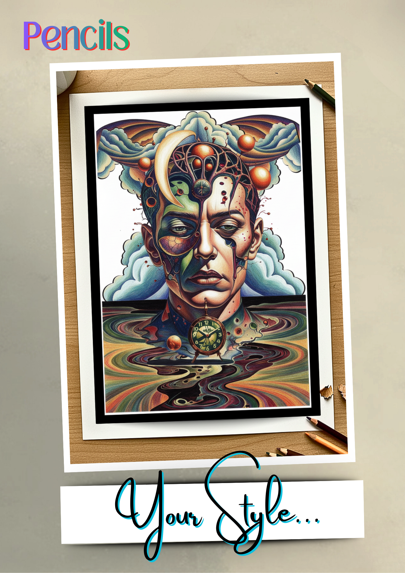 Surrealism adult coloring pages 