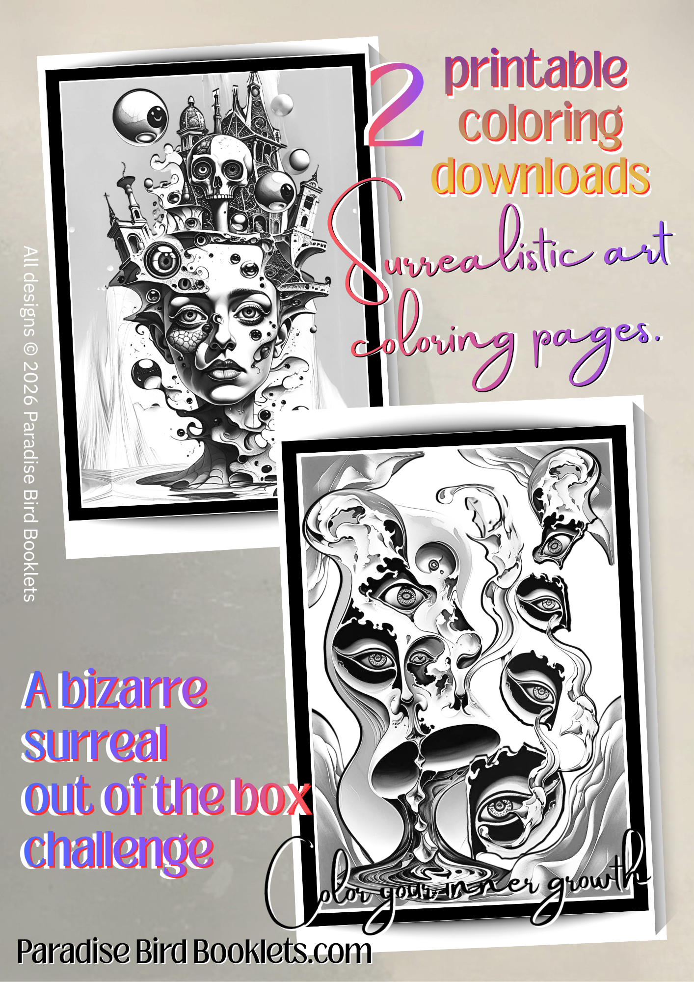 Surrealism adult coloring pages 