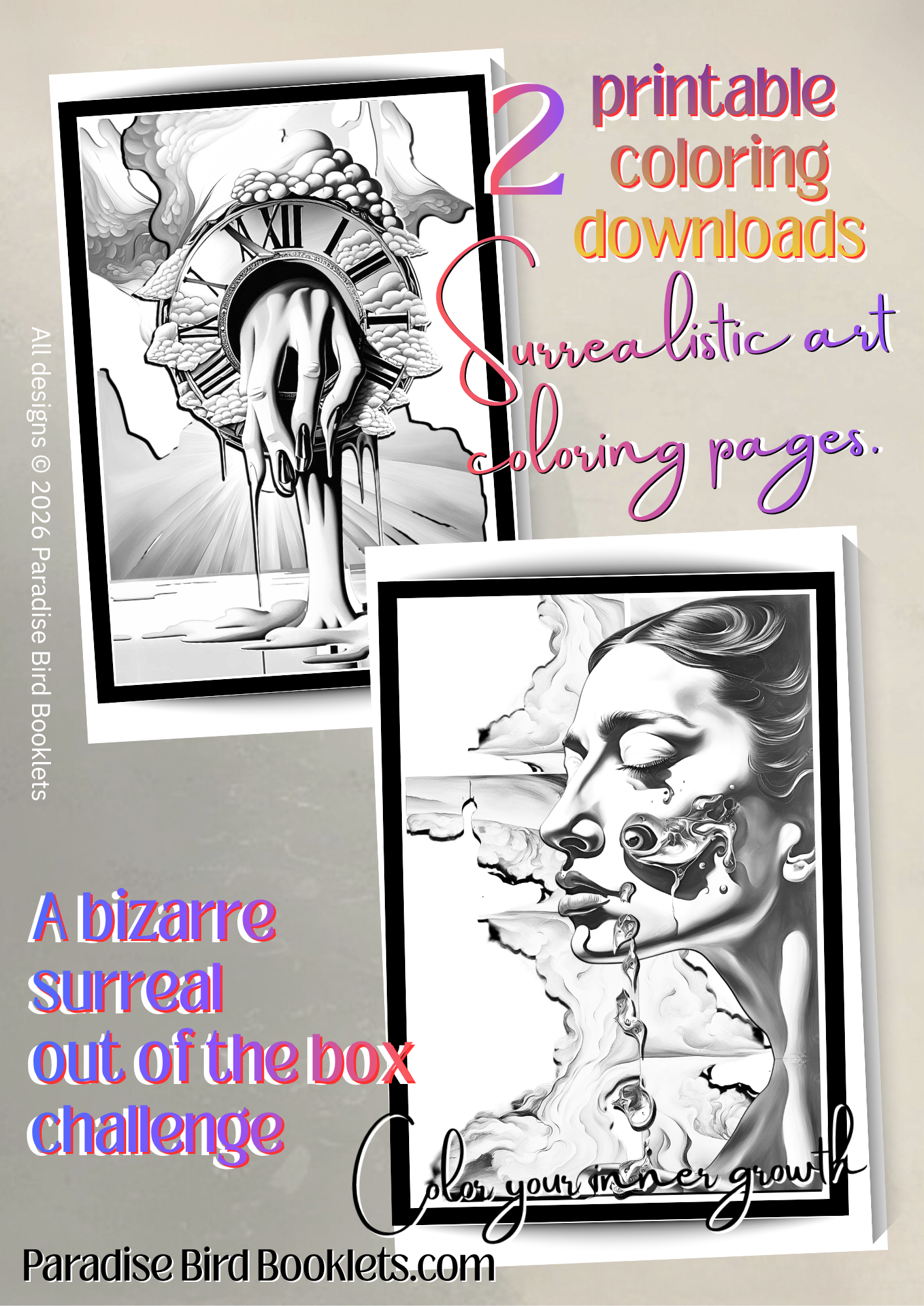 Surrealism adult coloring pages 