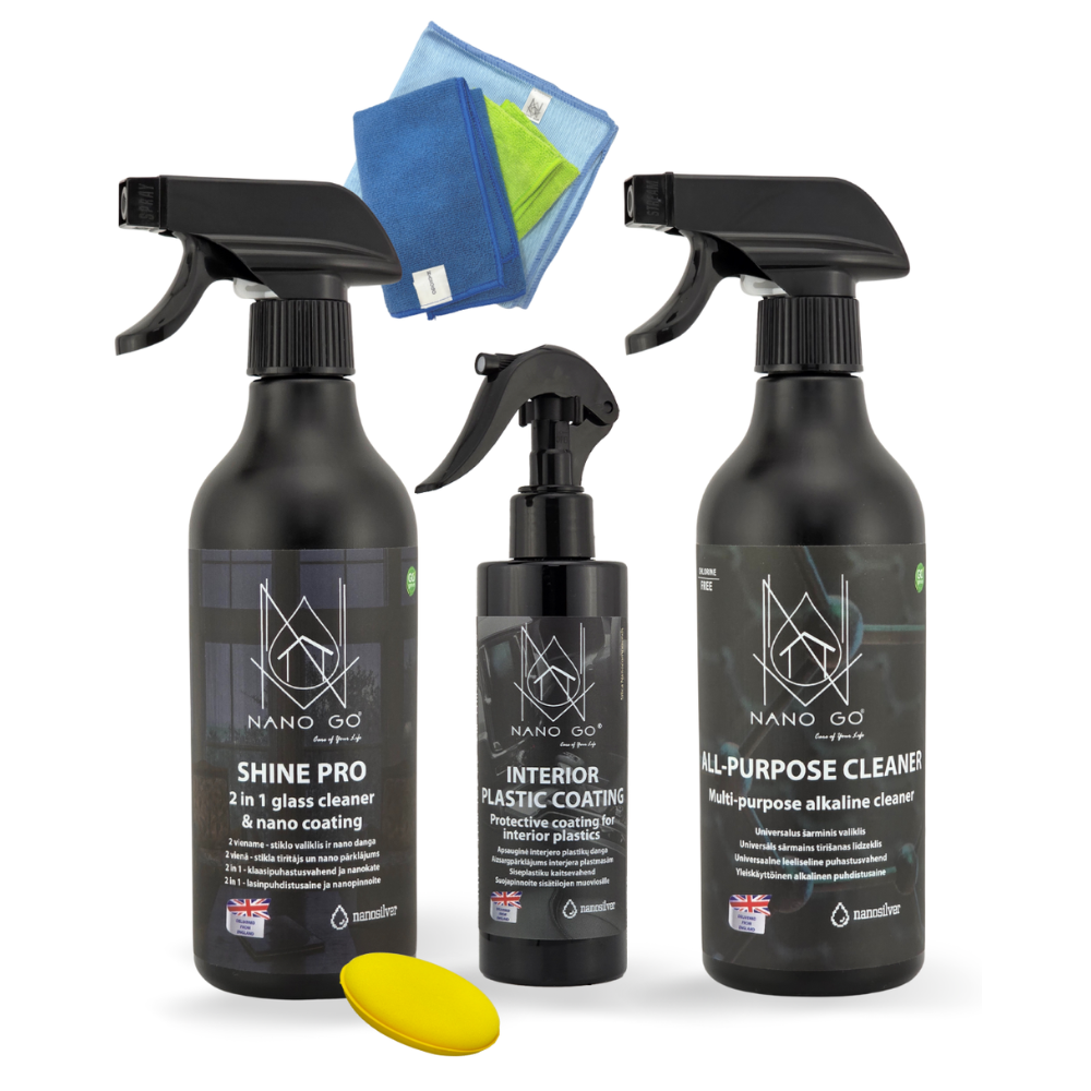 Automobilio Stiklų ir Salono Nano Priežiūros Rinkinys | NANO GO® Premium Set