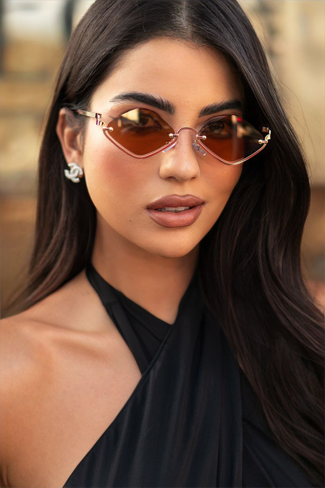 Óculos de Sol Losango Naomi 2.0 - Marrom/Dourado Vinho - Metal