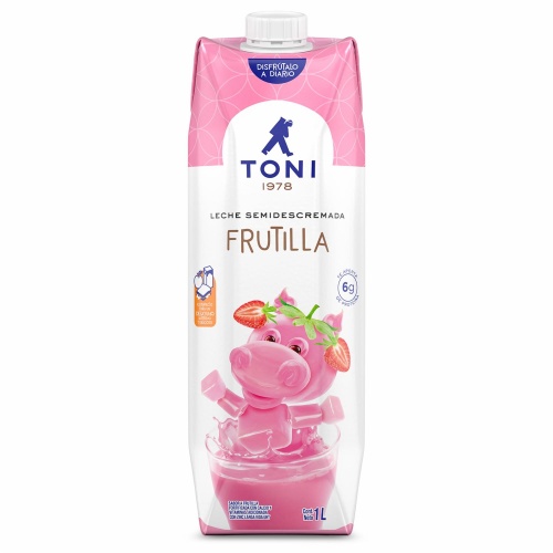 Leche semidescremada de frutilla TONI