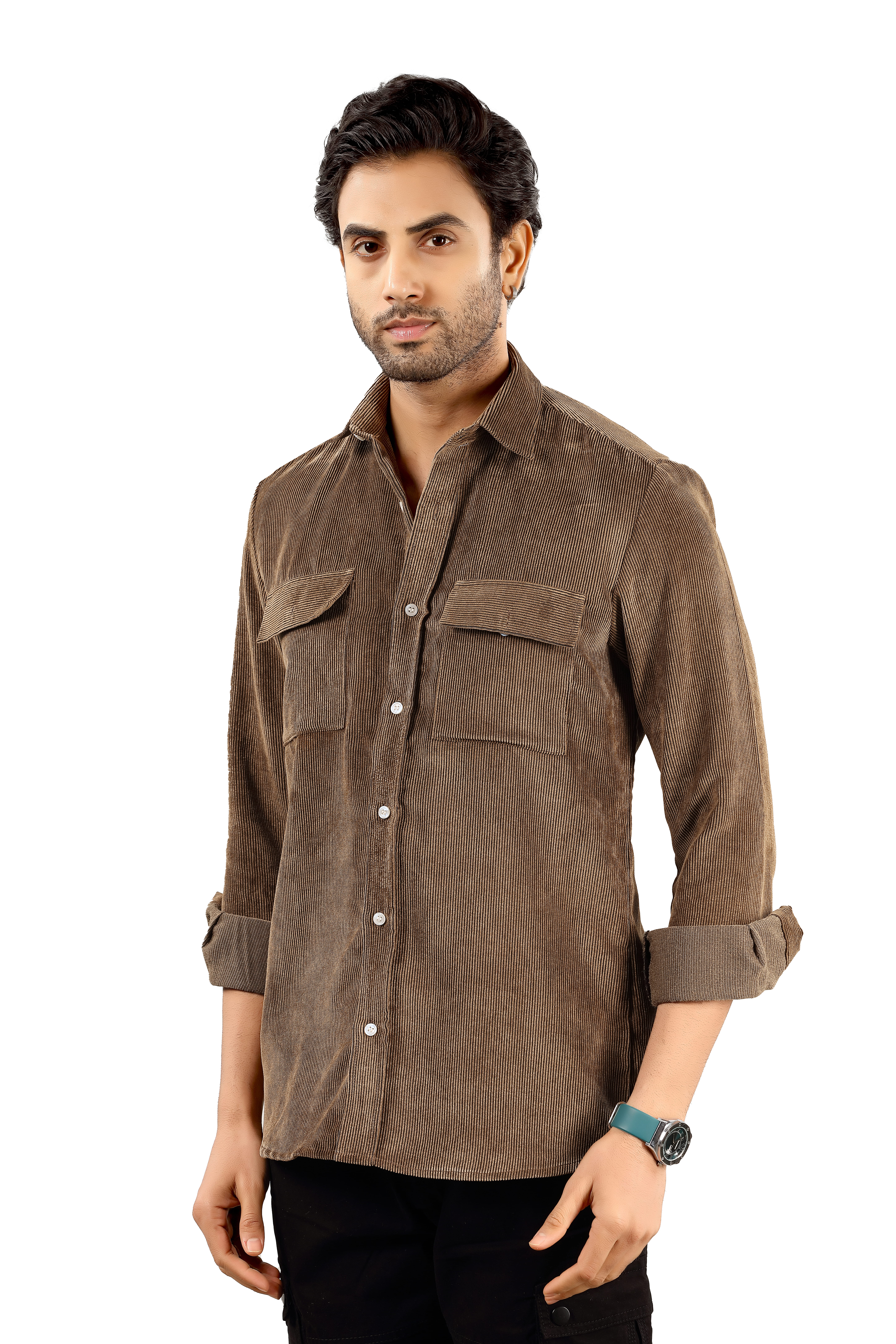 Textured ribbed fabric Men's Casual Corduroy Shirt