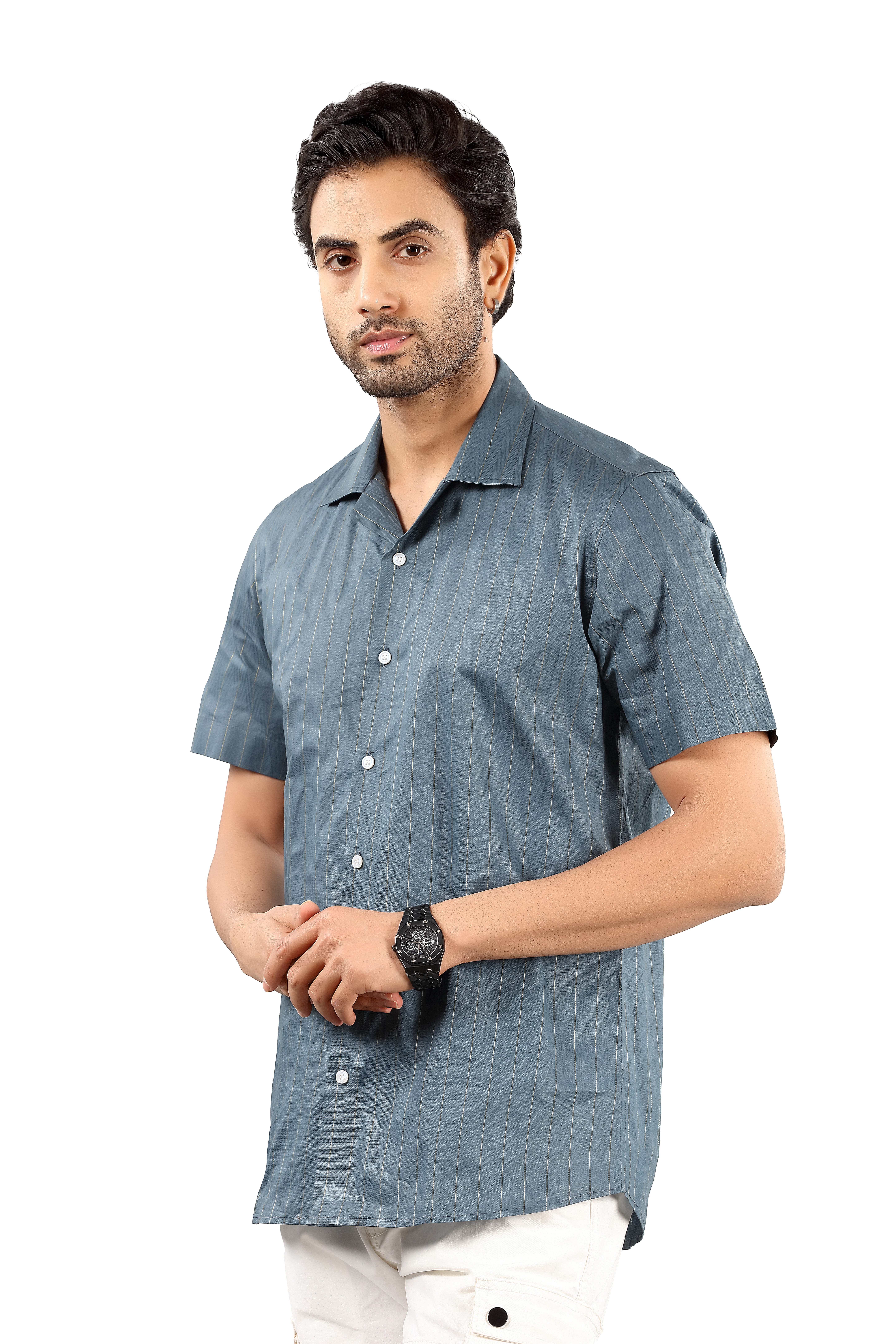 Paper Cotton Men's Casual Grey Shirt