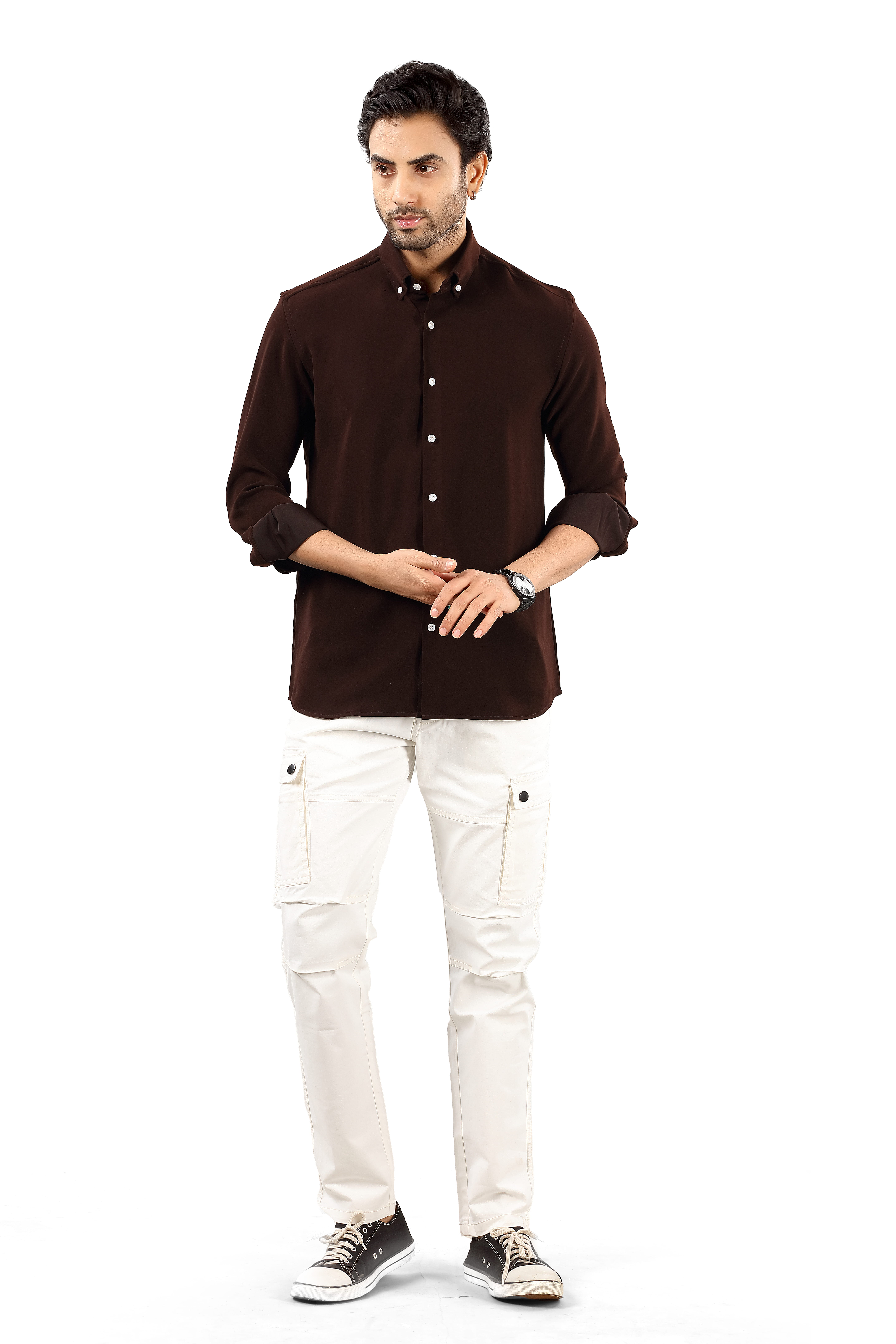 Indo Armani Premium Men's Brown Casual Shirt