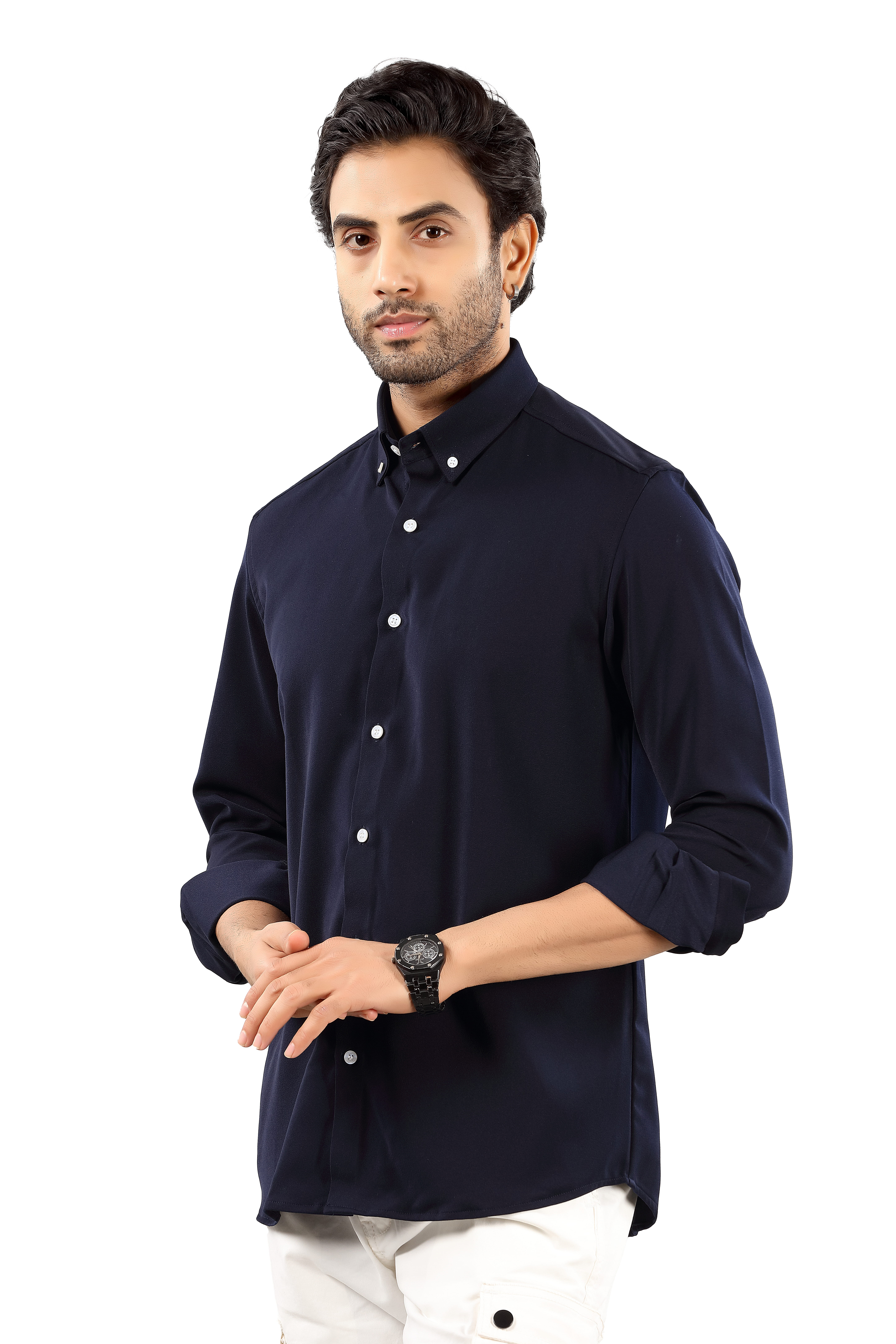 Indo Armani Premium Men's Navy Blue Casual  Shirt