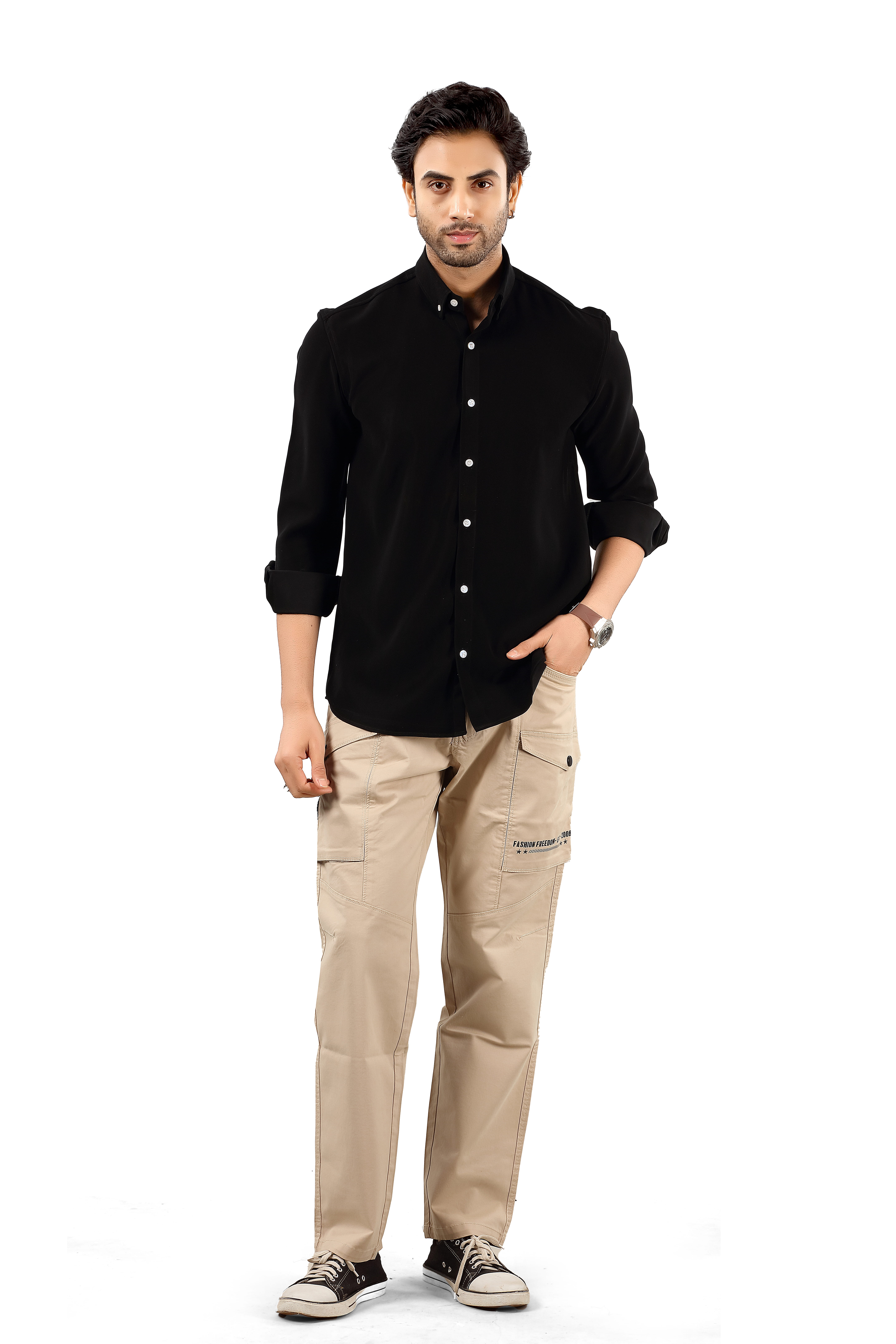 Indo Armani Men's Black Casual Shirt