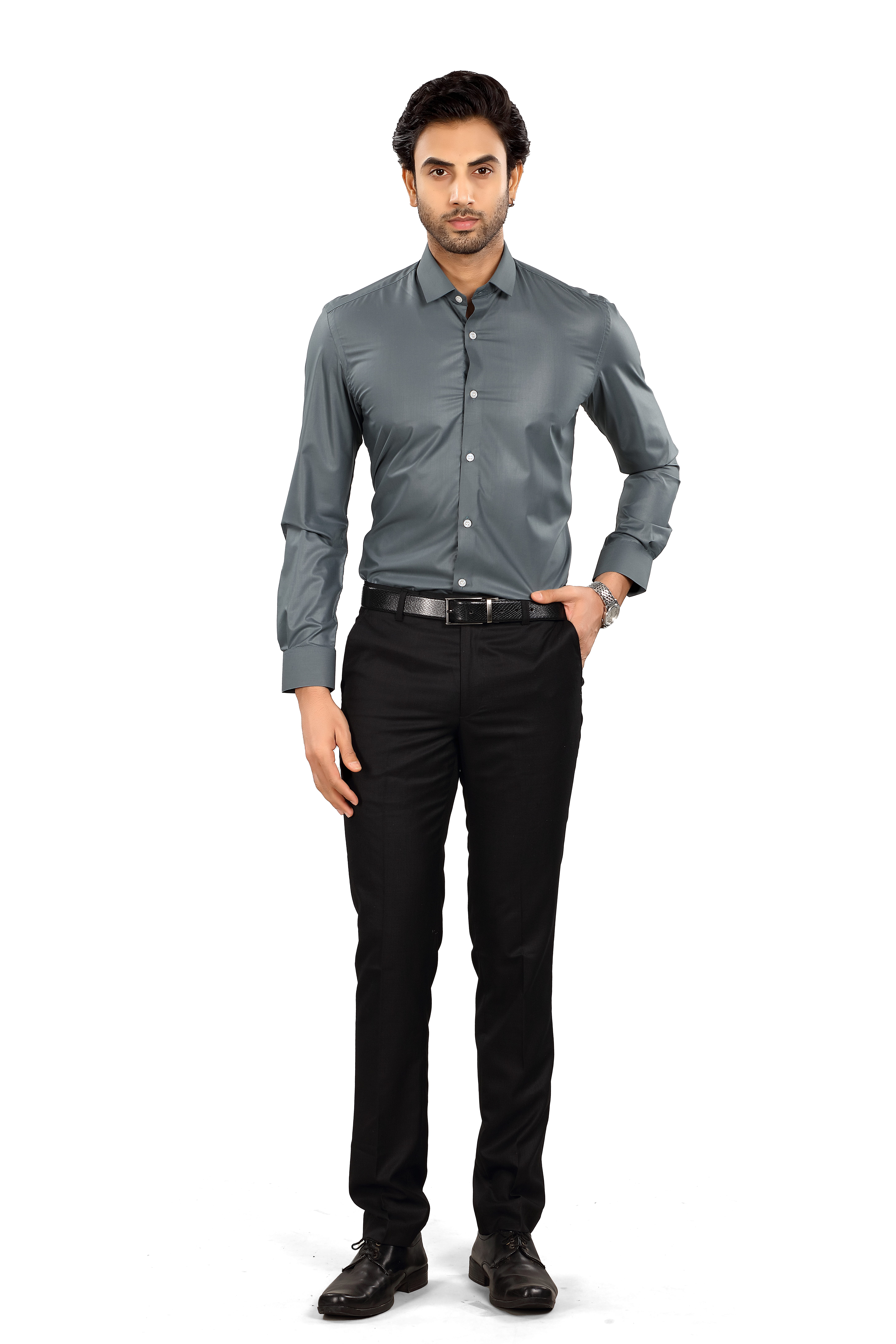 ALVONN Premium Formal Shirt –Men's Classic Grey Formal Shirt