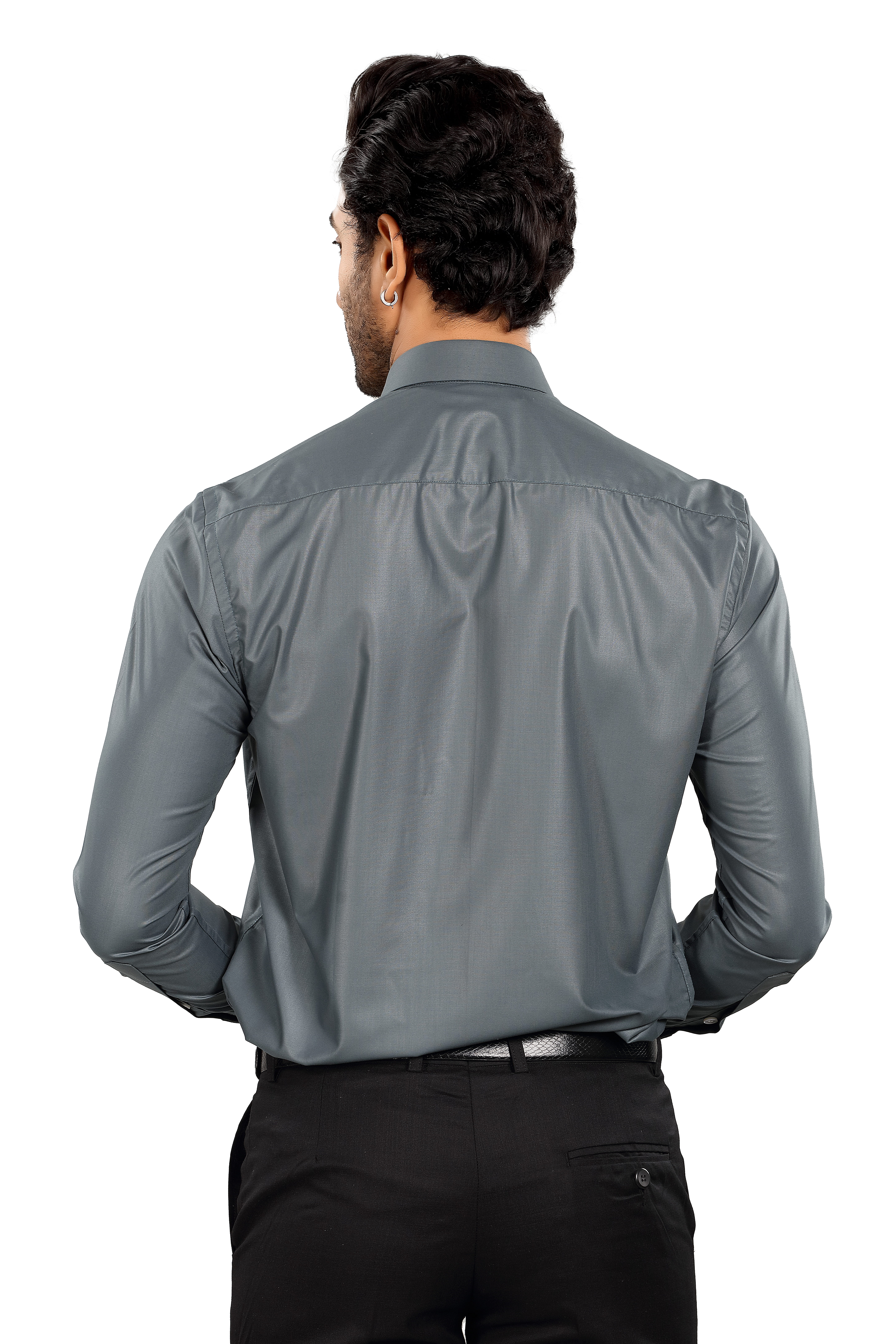 ALVONN Premium Formal Shirt –Men's Classic Grey Formal Shirt
