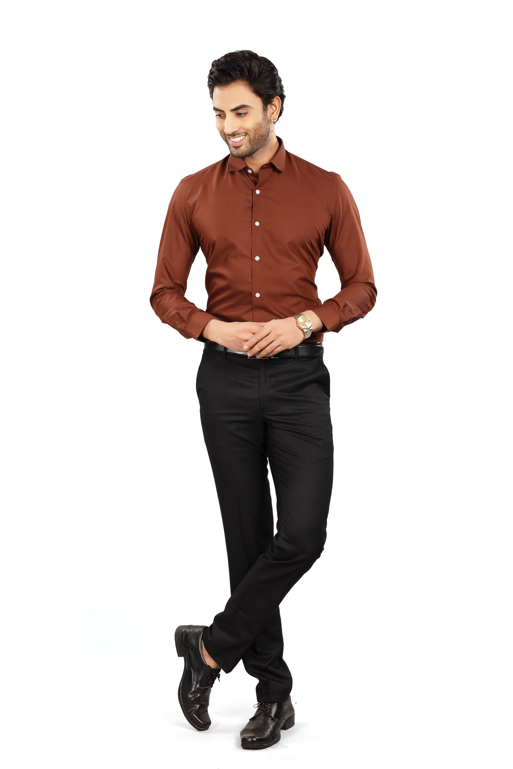 ALVONN Premium Formal Shirt – Solid Brown