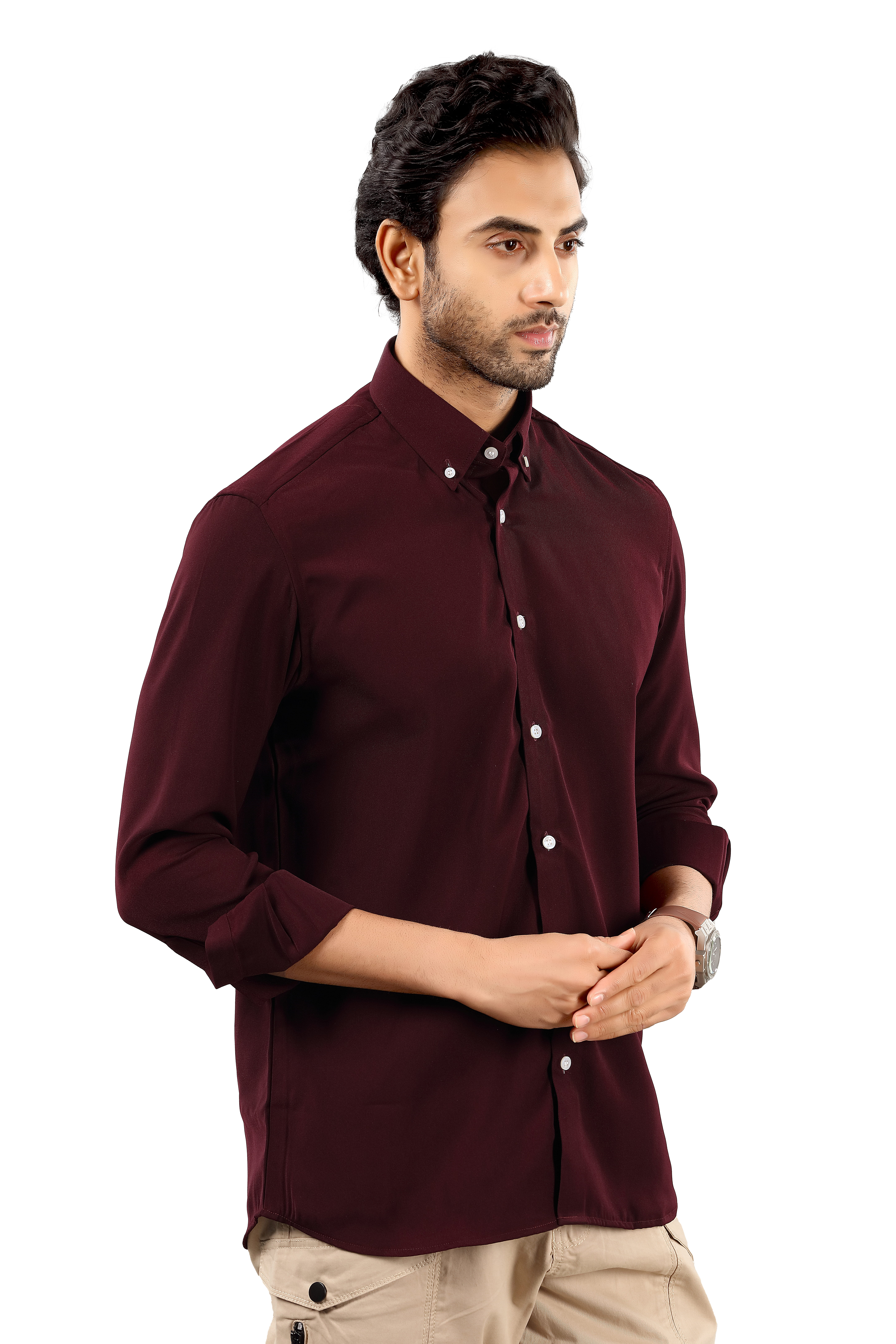 Indo Armani Premiun Maroon Casual Shirt