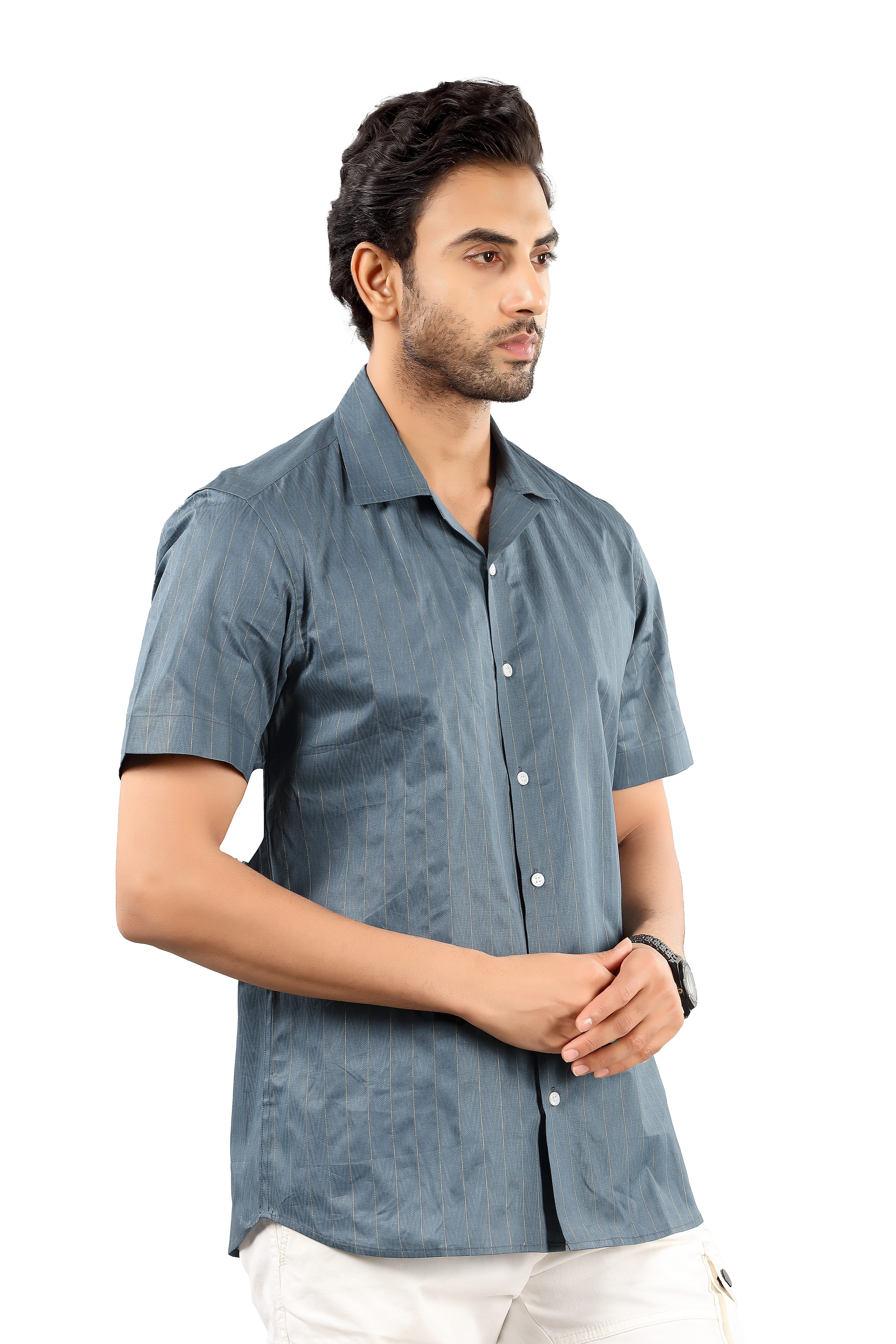 Paper Cotton Men's Casual Grey Shirt