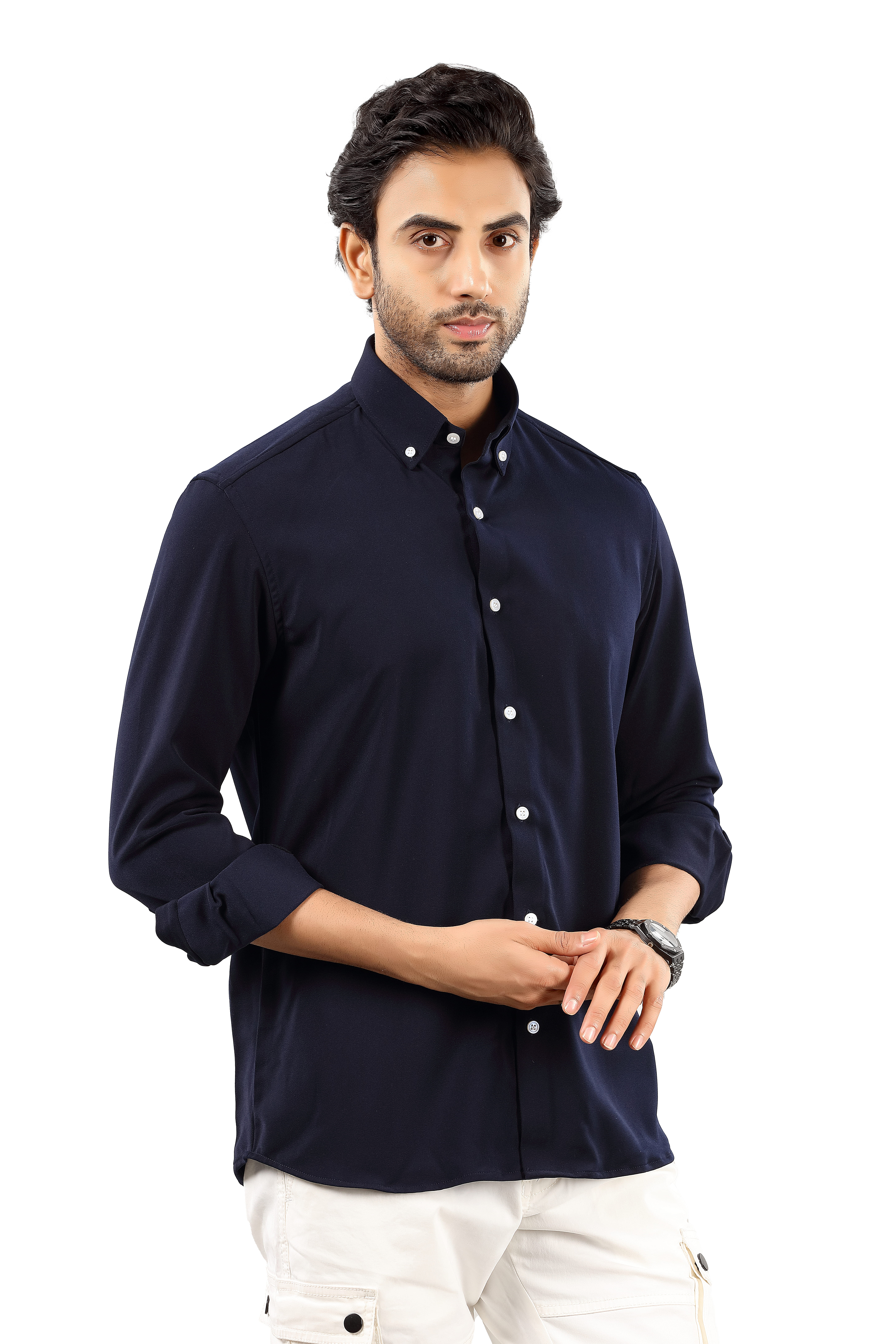 Indo Armani Premium Men's Navy Blue Casual  Shirt