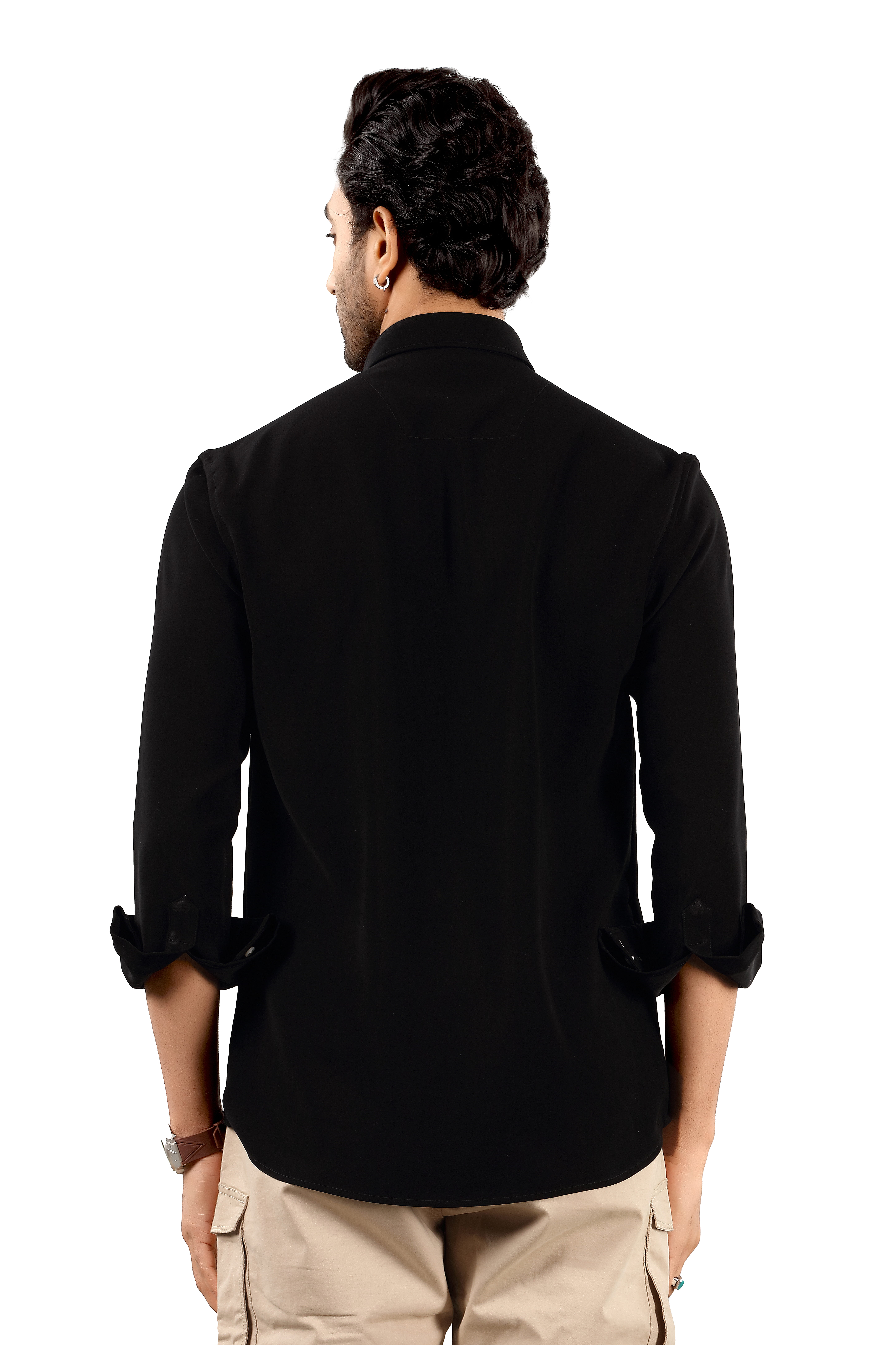 Indo Armani Men's Black Casual Shirt