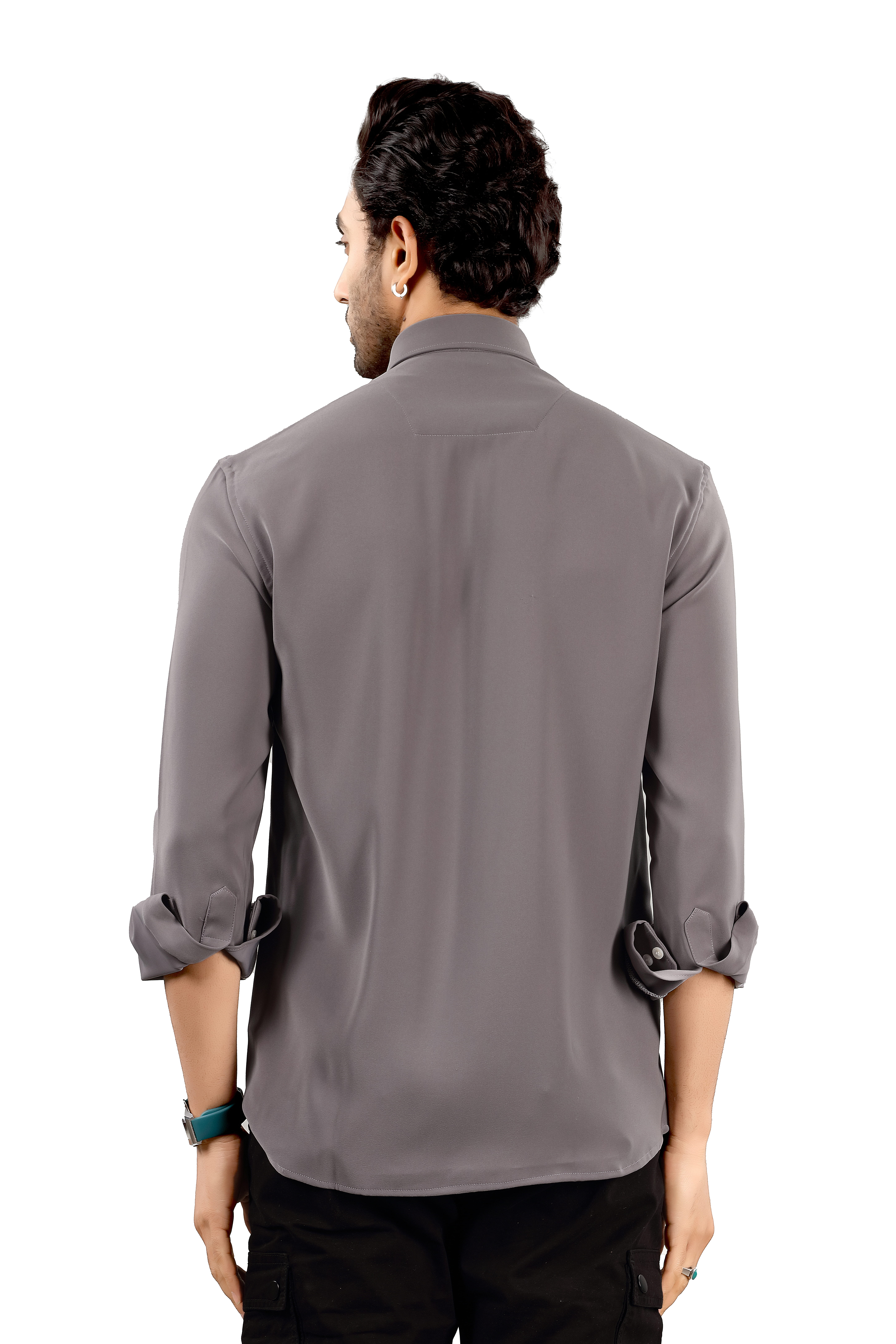 Indo Armani Men's Dark Grey Casual Shirt