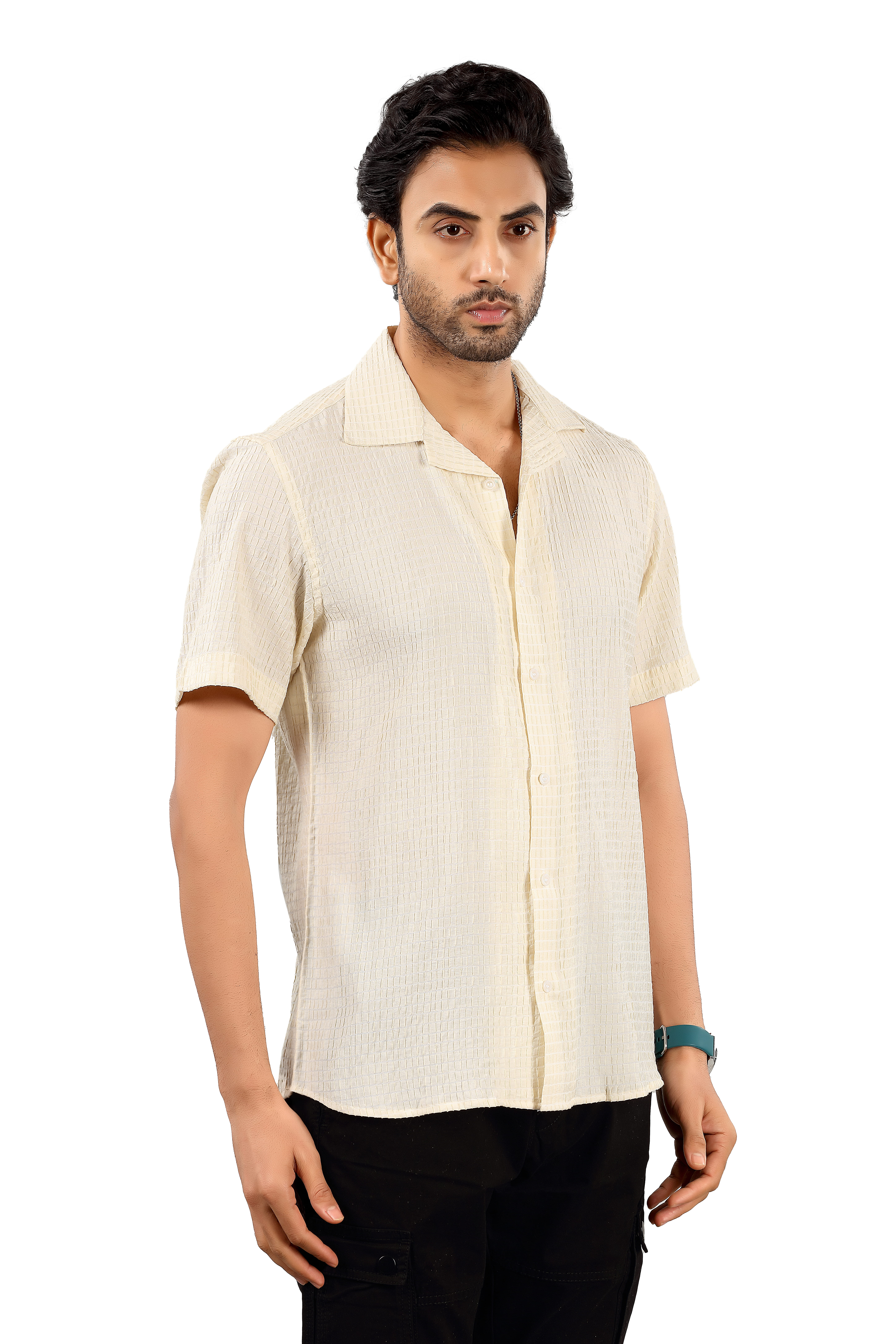 Men's Cream Short Sleeve Shirt