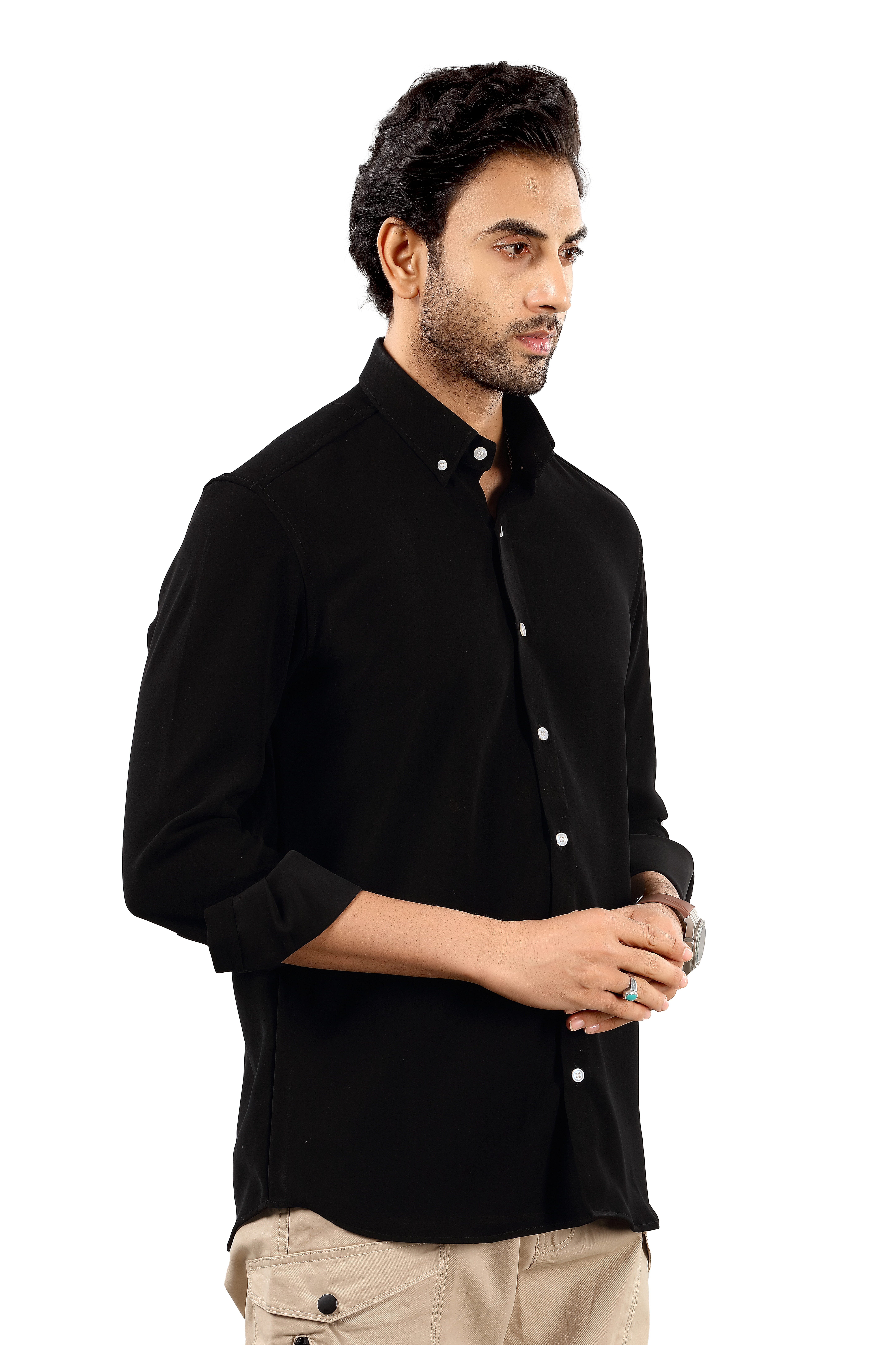 Indo Armani Men's Black Casual Shirt