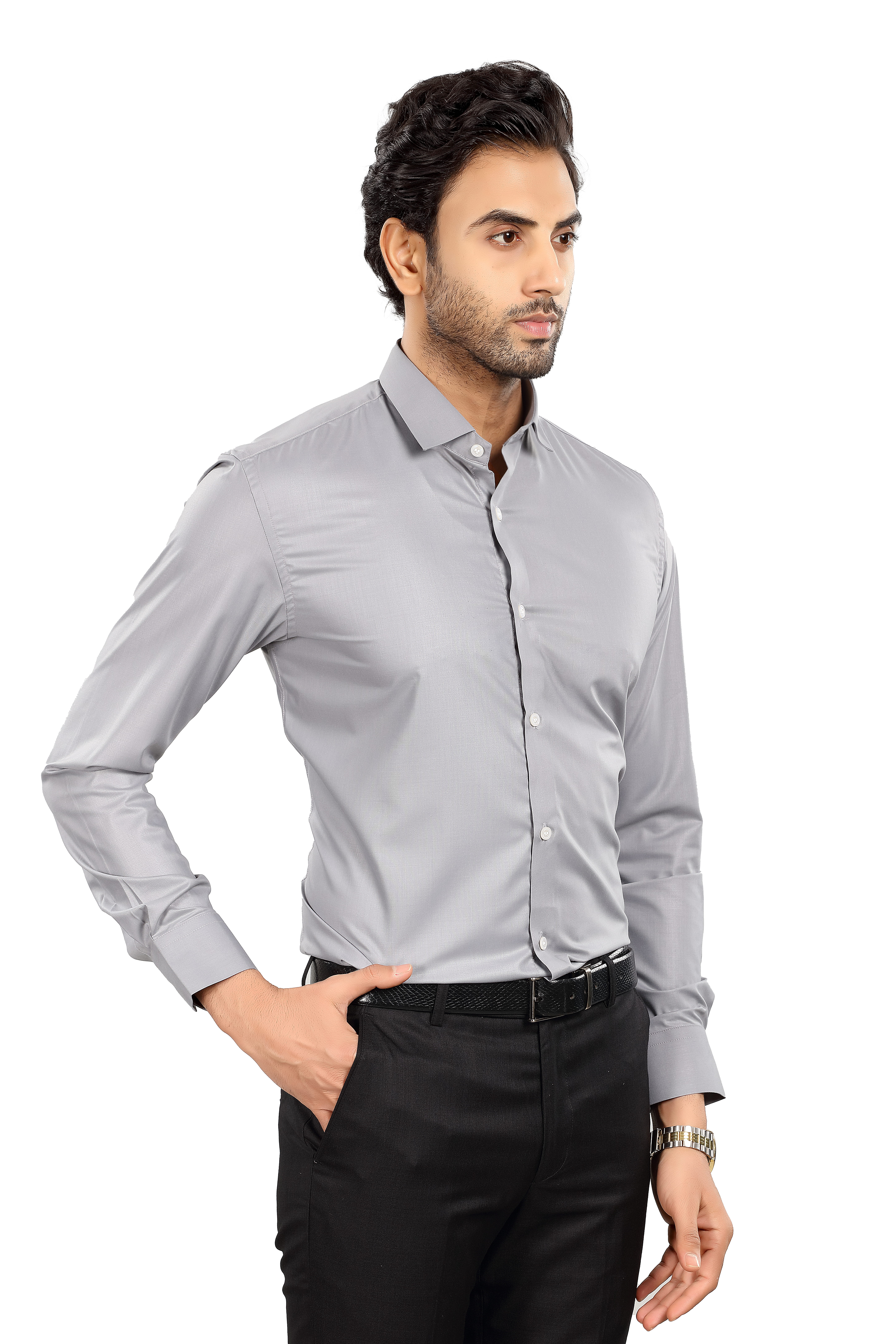 ALVONN Premium Formal Shirt – Men's Classic Grey Formal Shirt