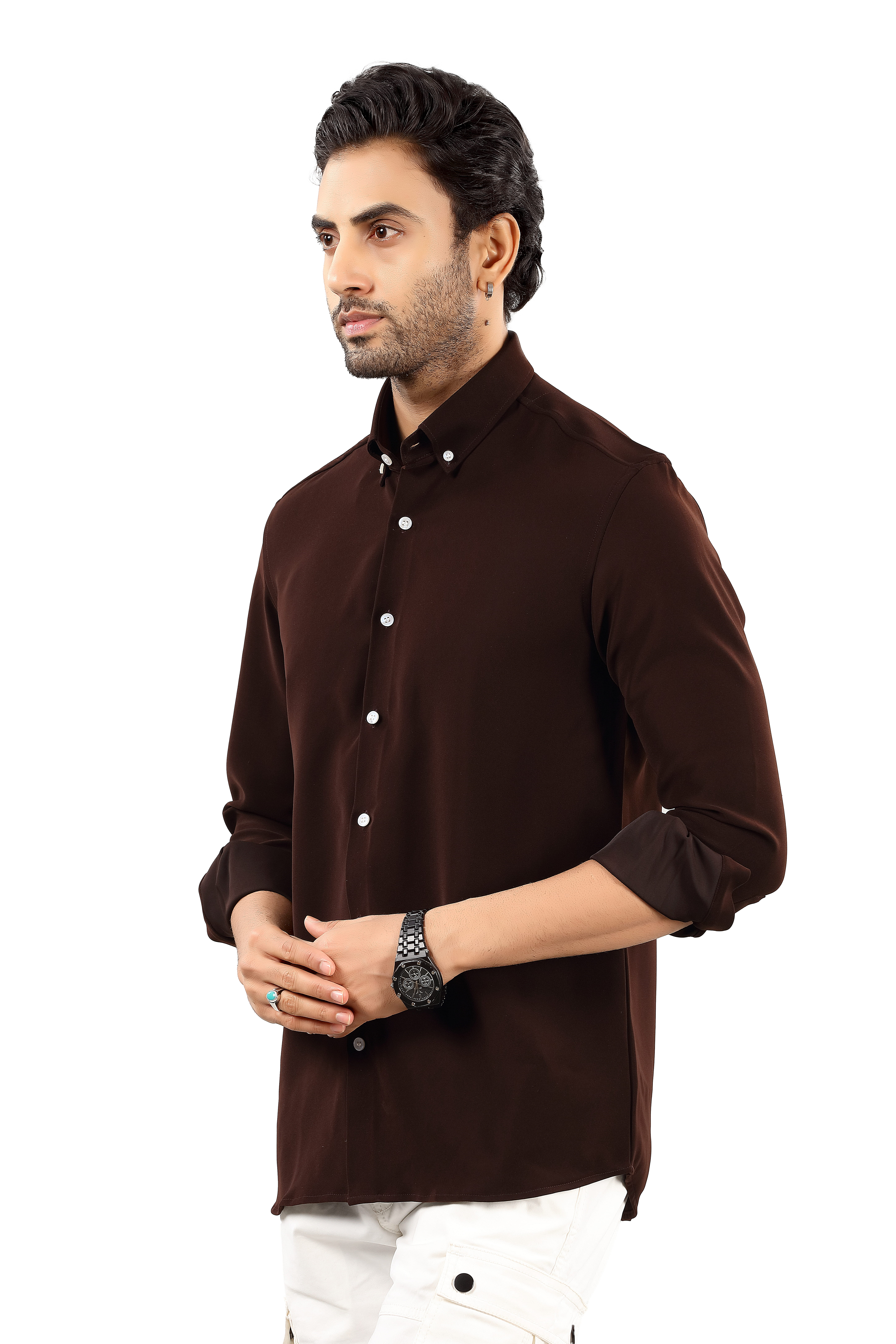 Indo Armani Premium Men's Brown Casual Shirt