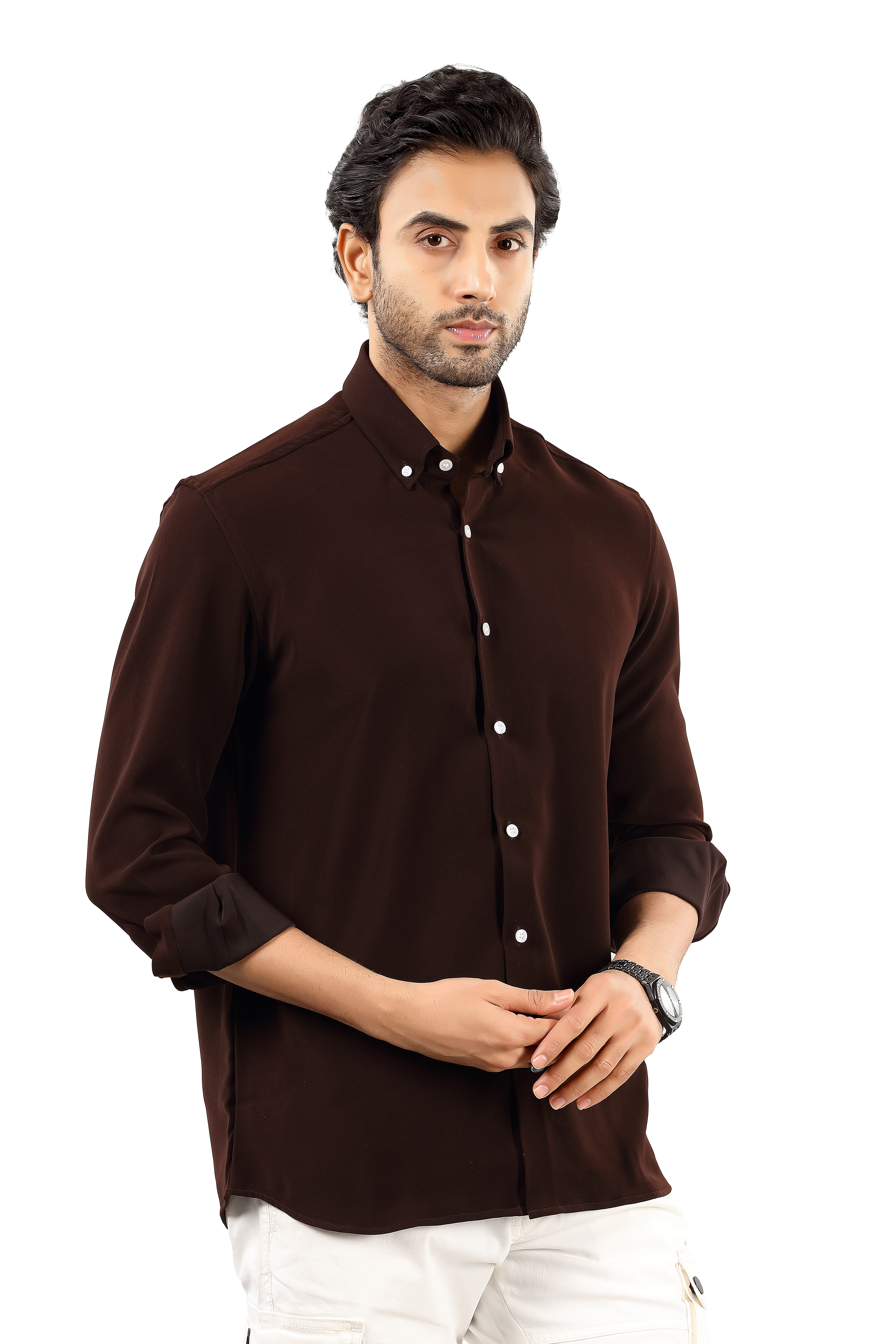 Indo Armani Premium Men's Brown Casual Shirt