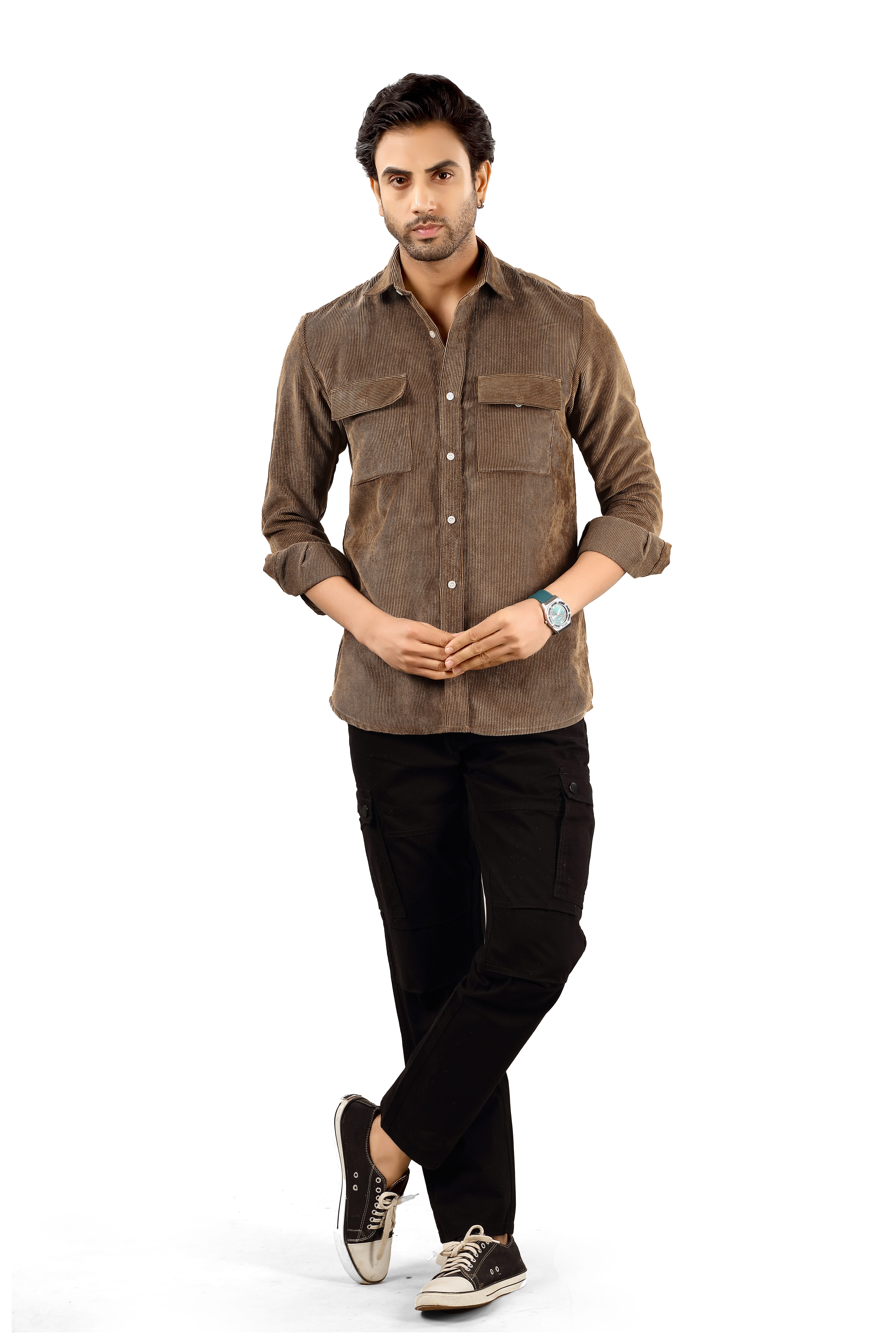 Textured ribbed fabric Men's Casual Corduroy Shirt