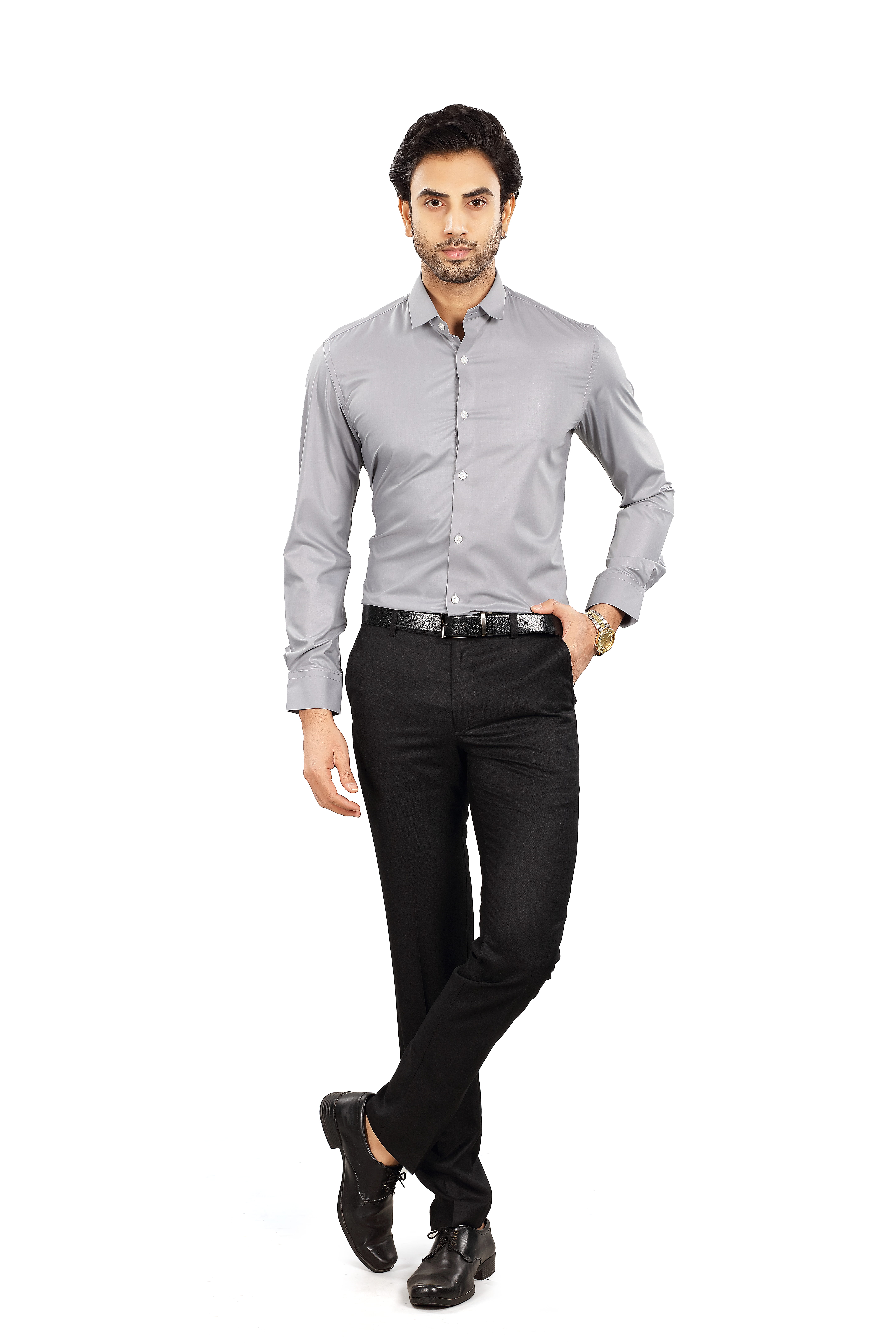 ALVONN Premium Formal Shirt – Men's Classic Grey Formal Shirt