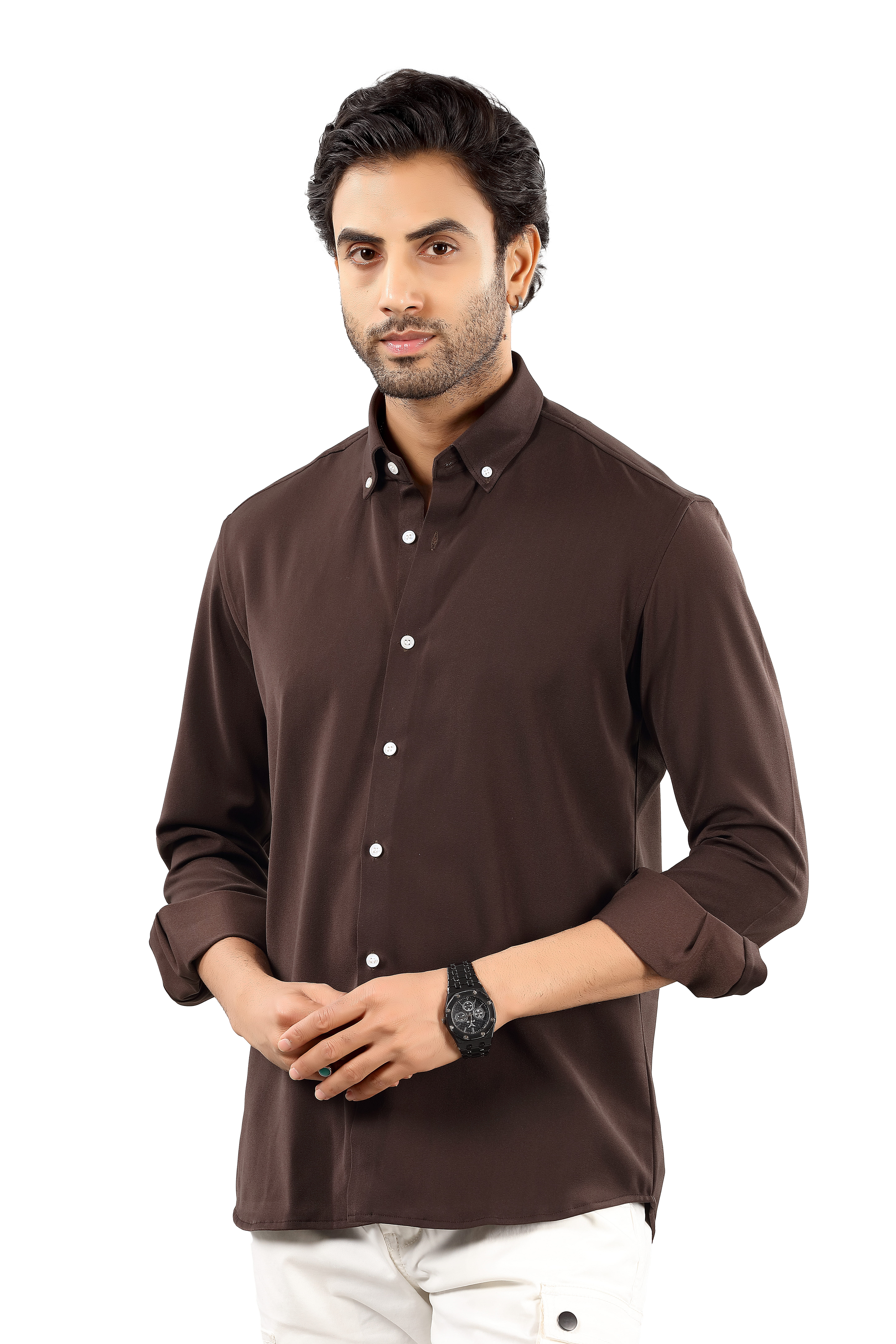 Indo Armani Premium Men's Dark Brown Casual Shirt