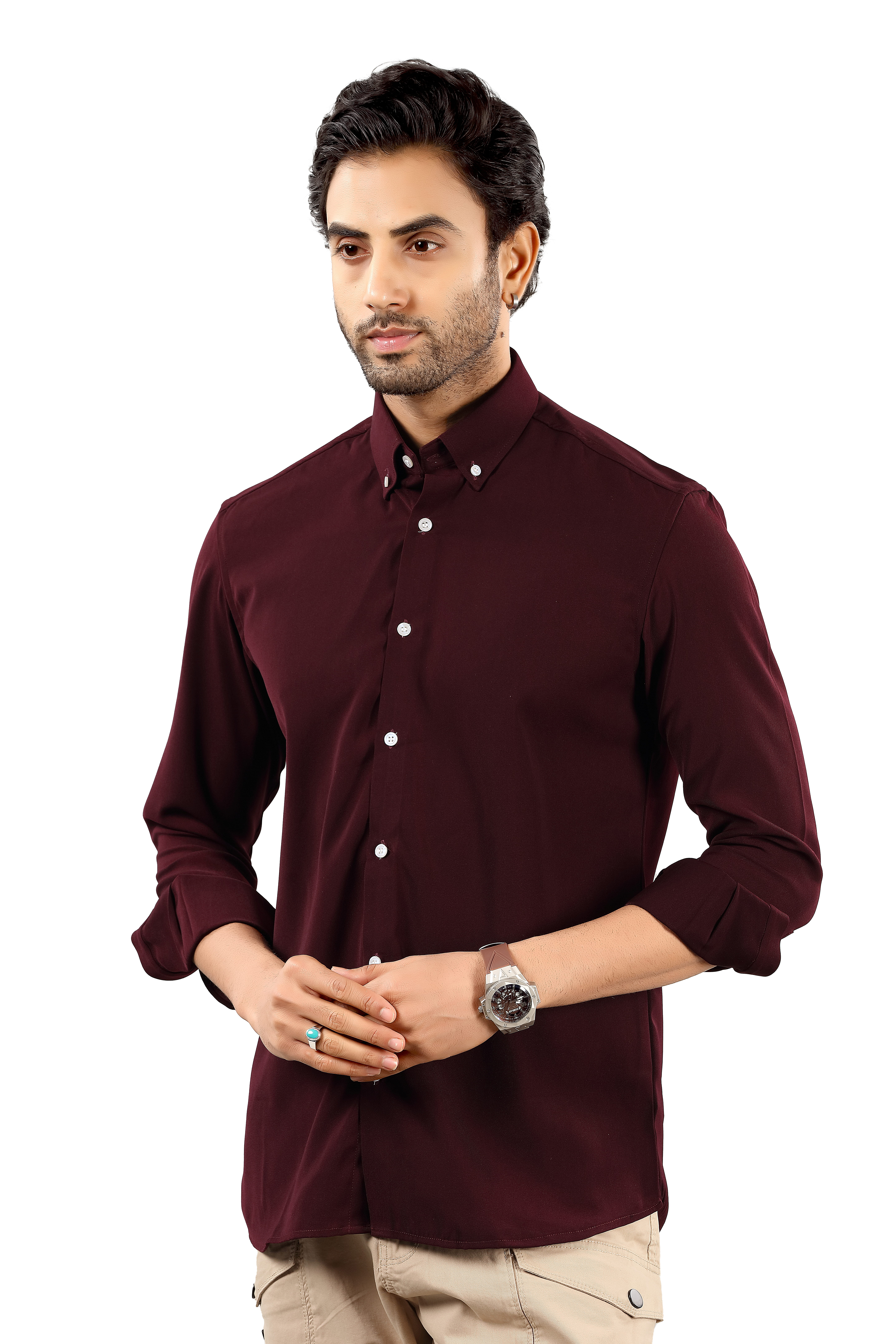 Indo Armani Premiun Maroon Casual Shirt