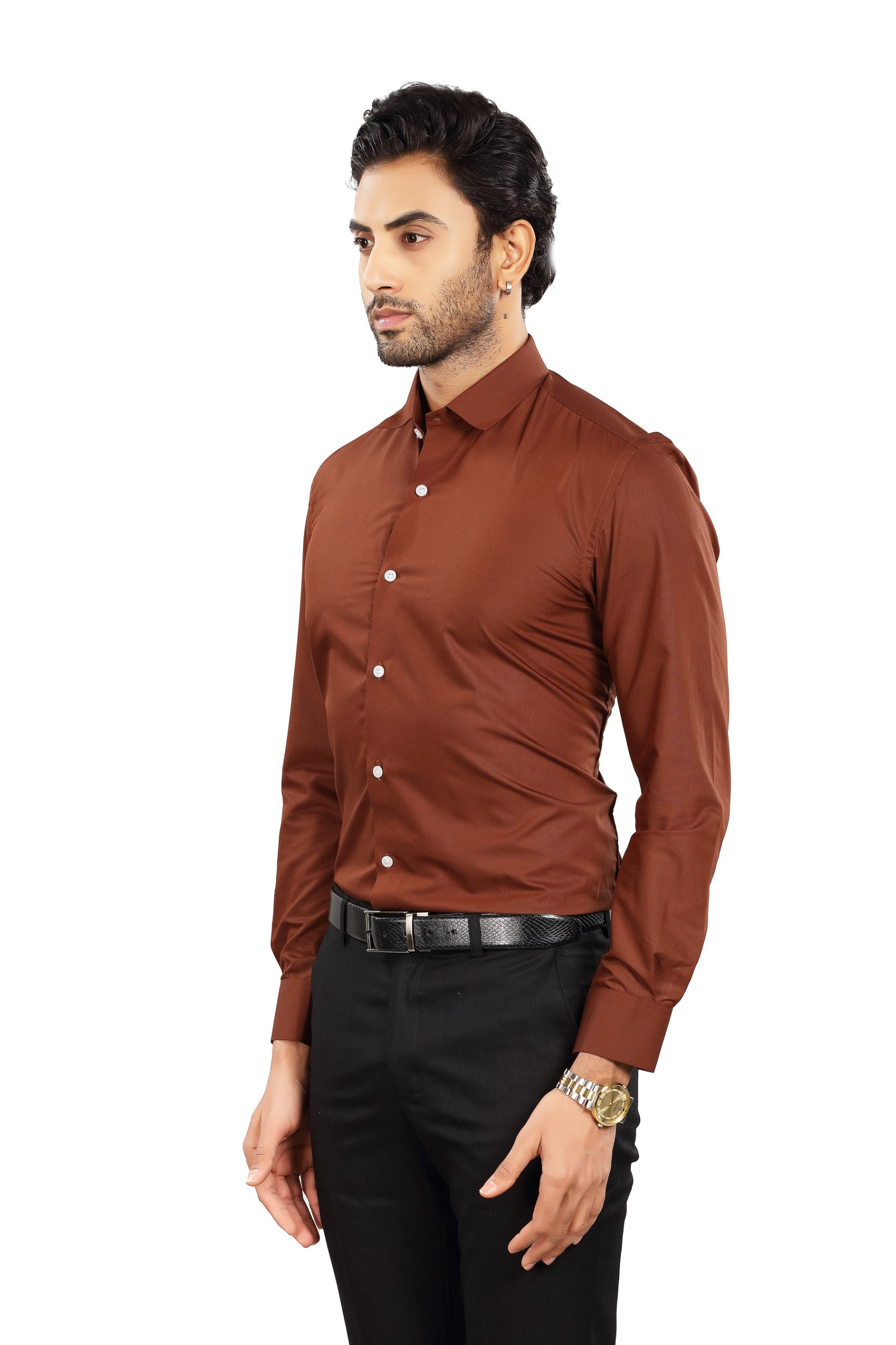 ALVONN Premium Formal Shirt – Solid Brown