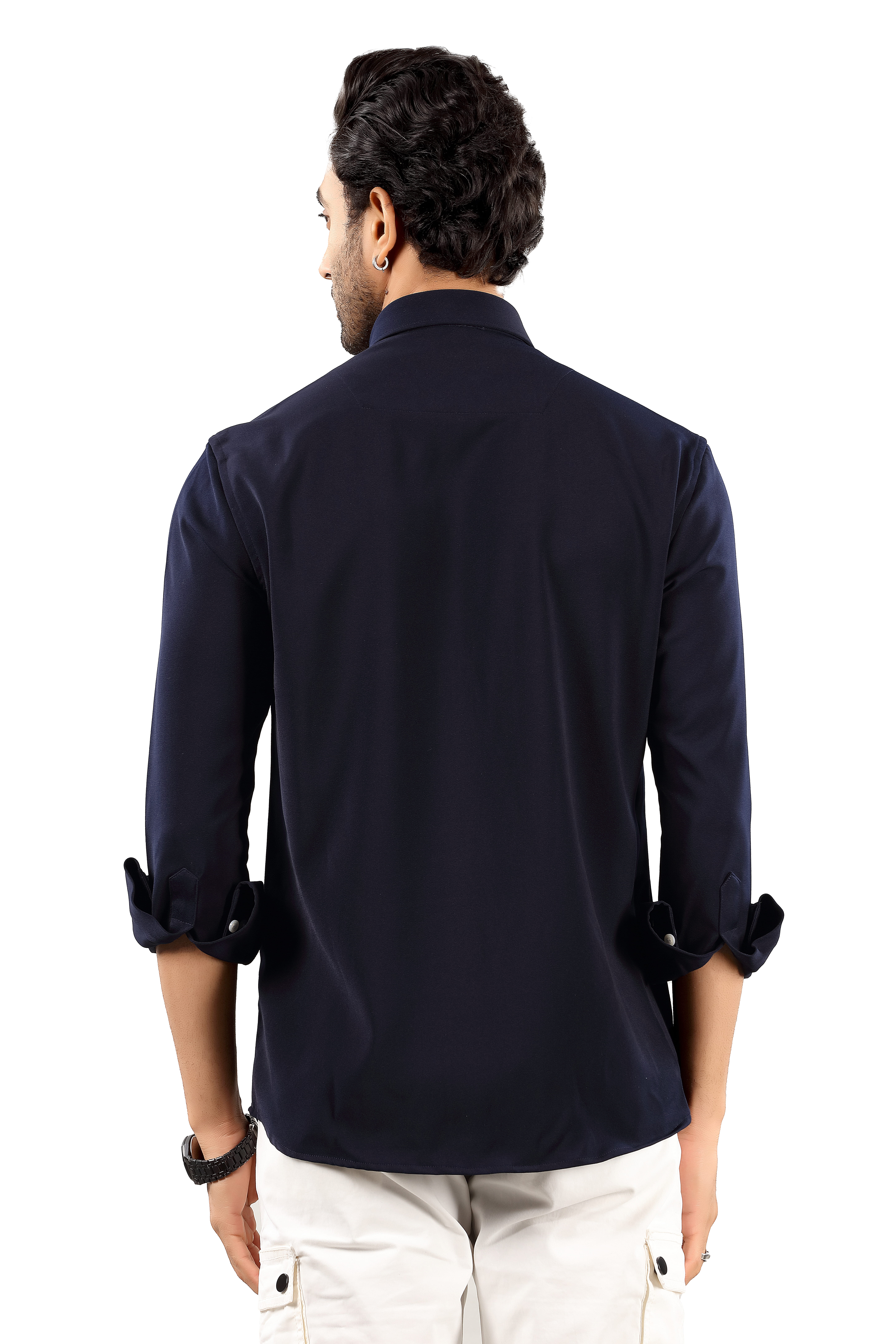 Indo Armani Premium Men's Navy Blue Casual  Shirt
