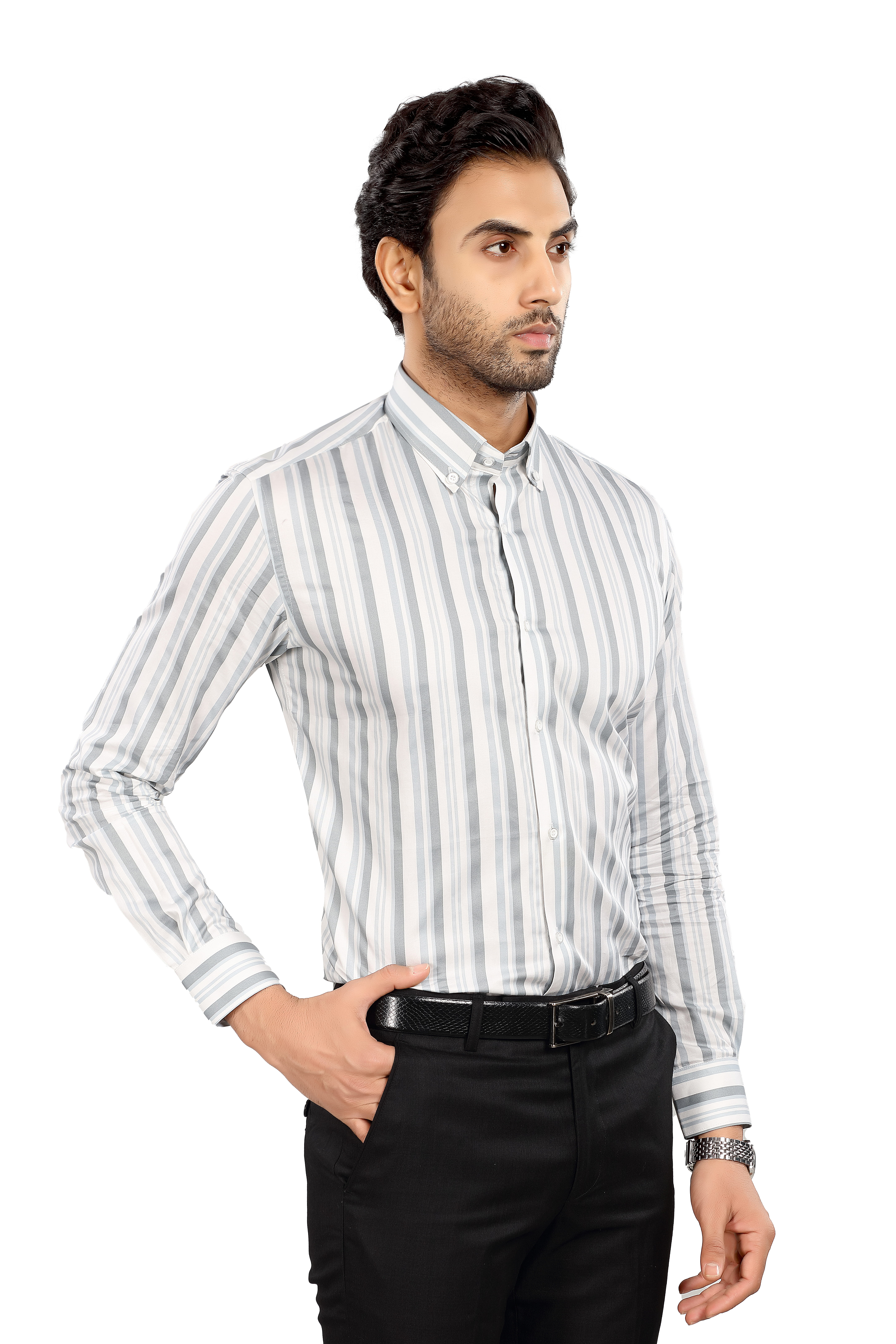 ALVONN Premium Formal Shirt –Men's Striped Formal Shirt
