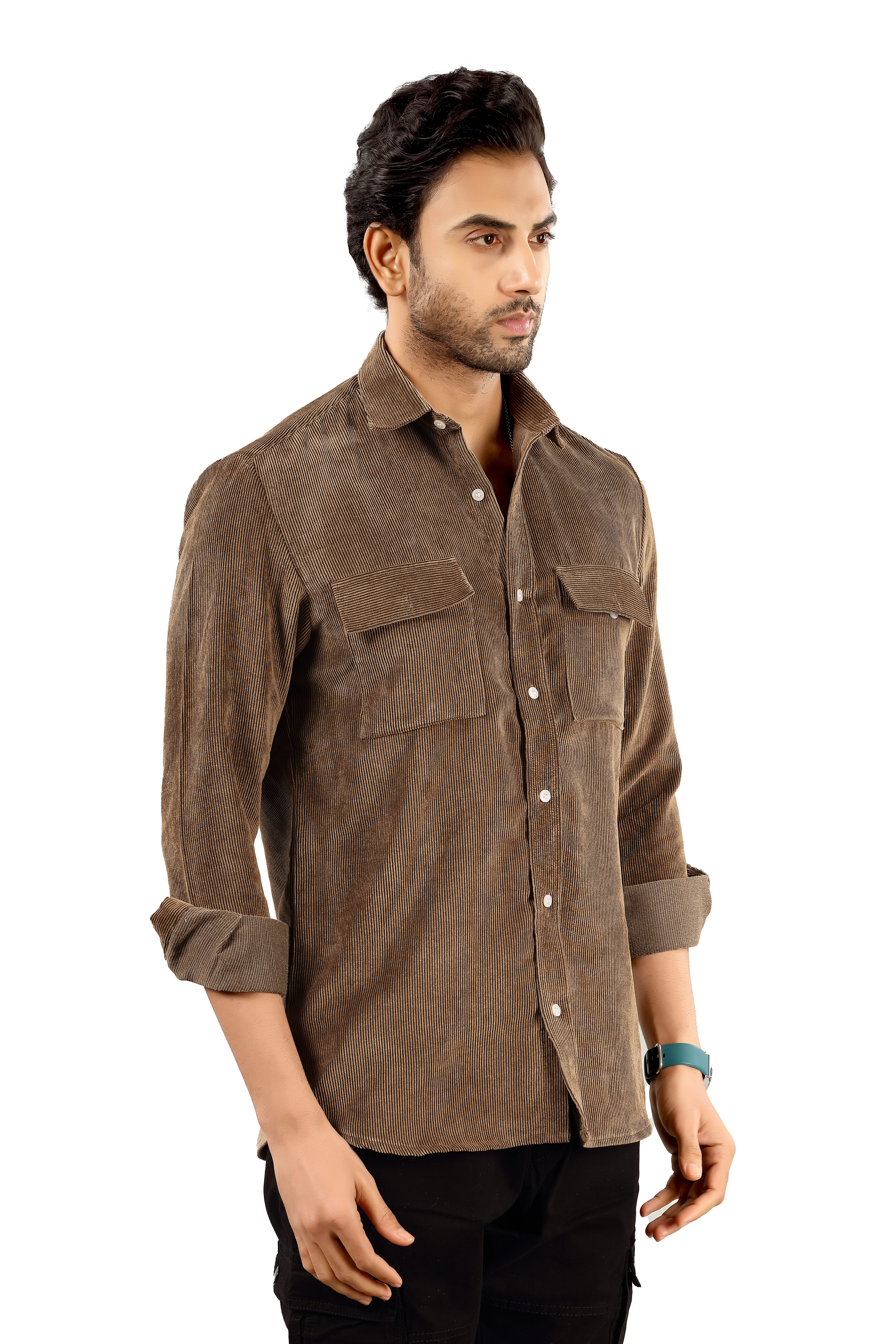 Textured ribbed fabric Men's Casual Corduroy Shirt