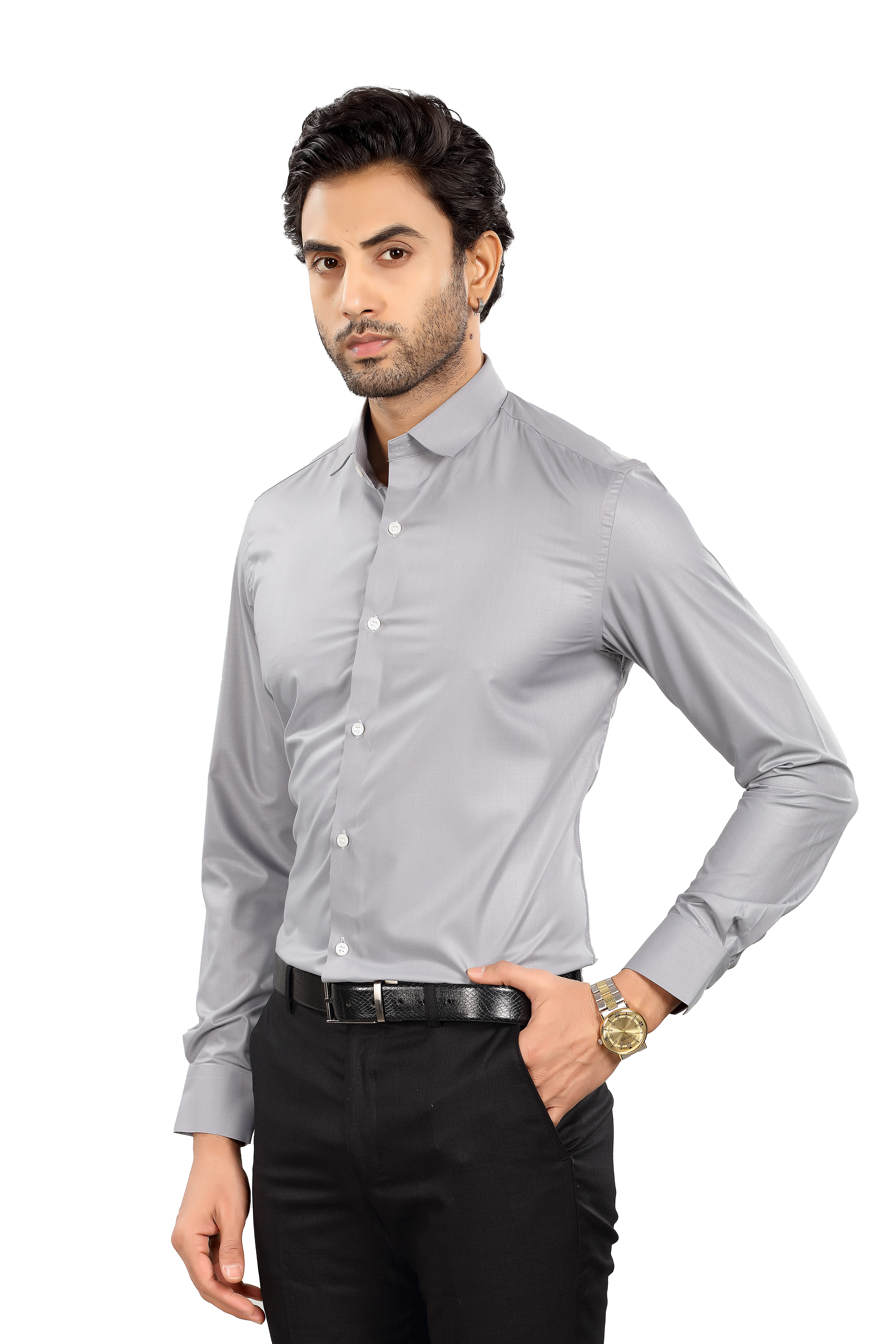 ALVONN Premium Formal Shirt – Men's Classic Grey Formal Shirt