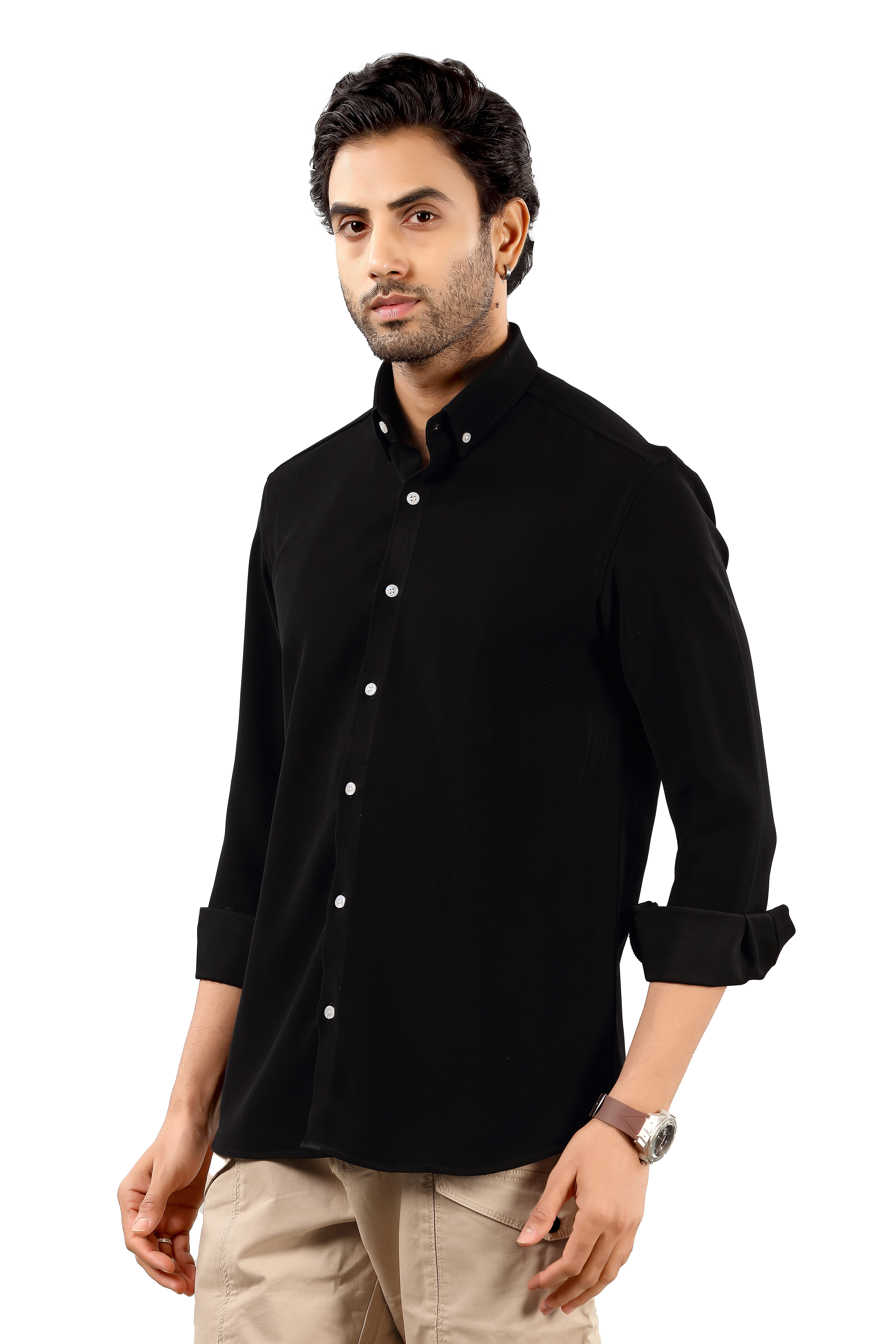 Indo Armani Men's Black Casual Shirt