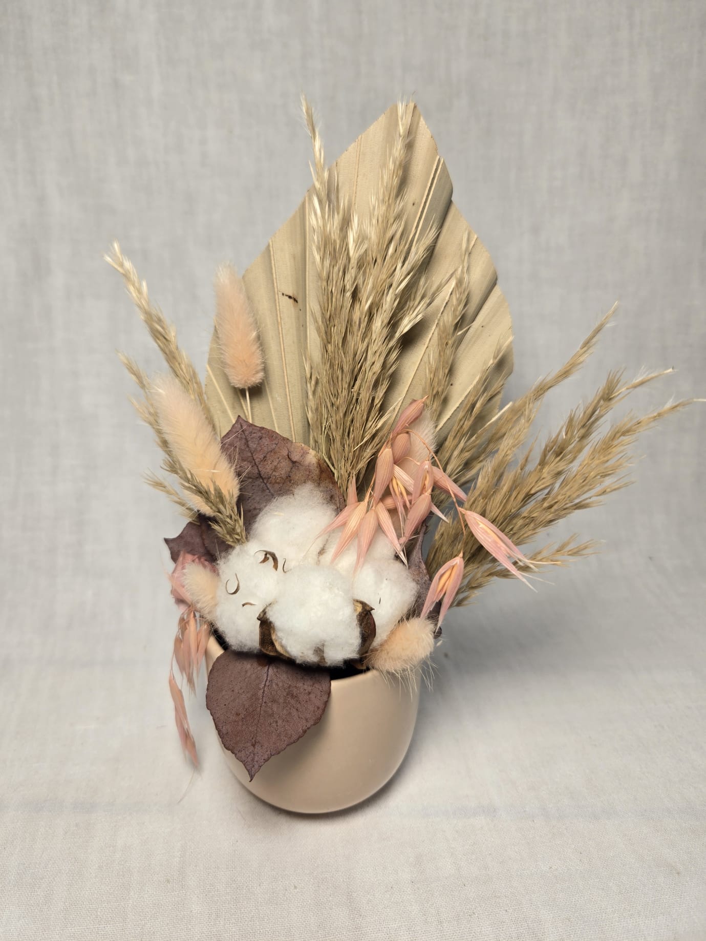 Composition florale naturelle - Fleur de coton et graminées séchées