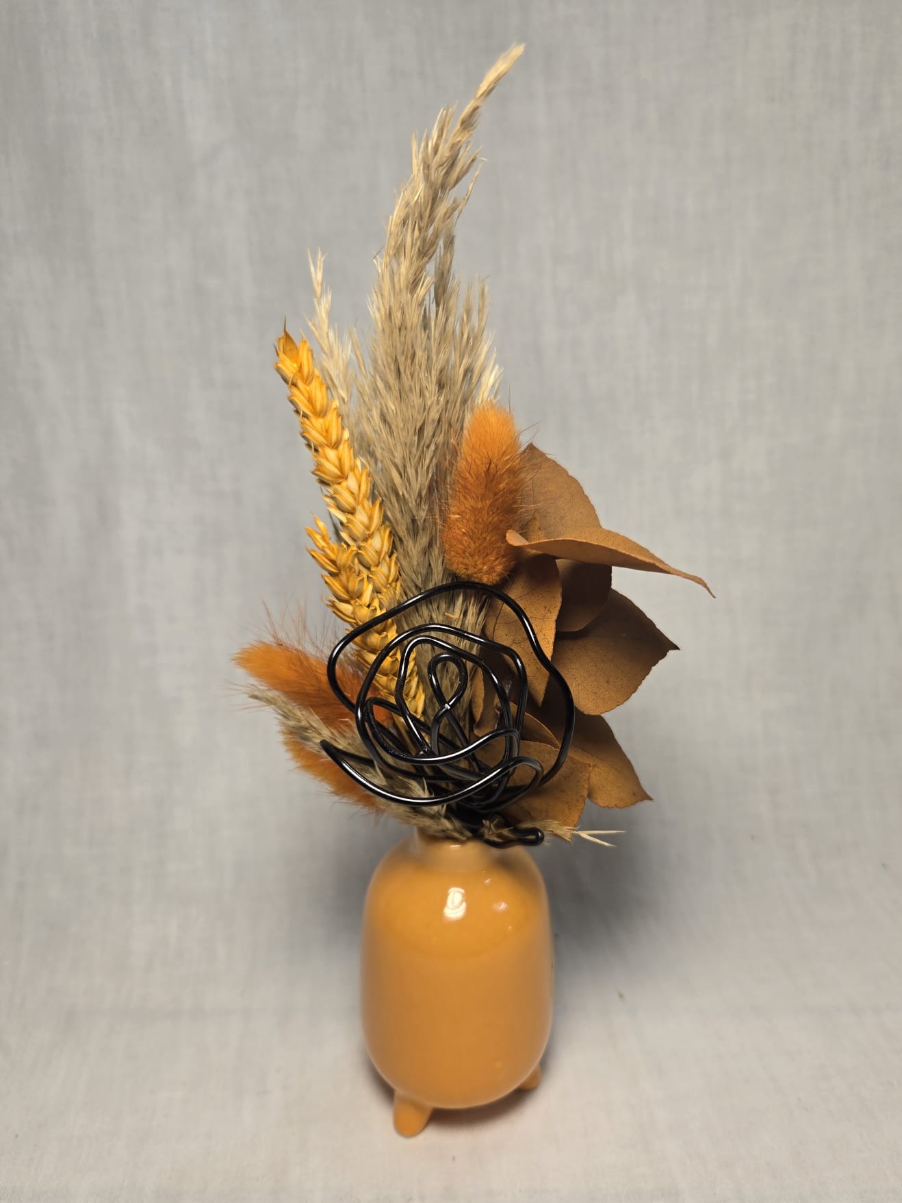 Fiole coloquinte - Rose en aluminium et fleurs séchées