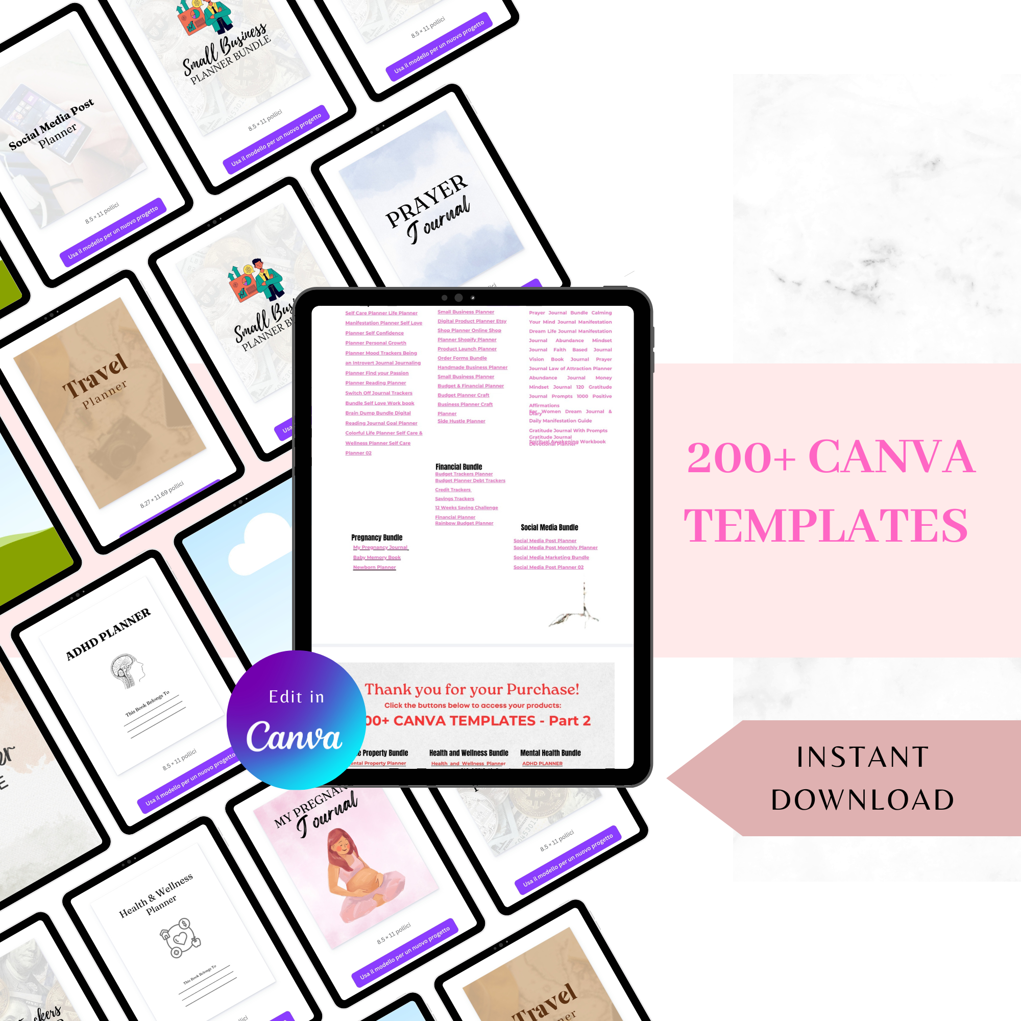 200+ Canva Templates Bundle