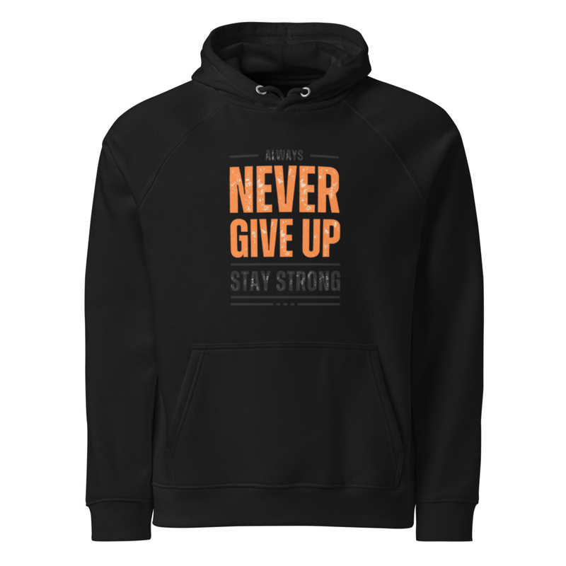 Unisex NEVER GIVE UP eco raglan hoodie