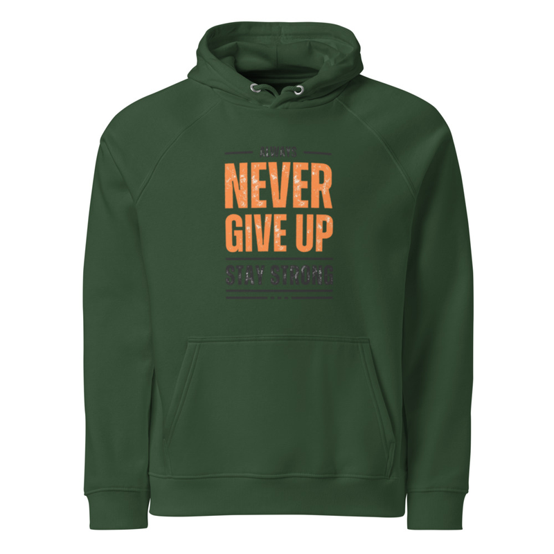 Unisex NEVER GIVE UP eco raglan hoodie